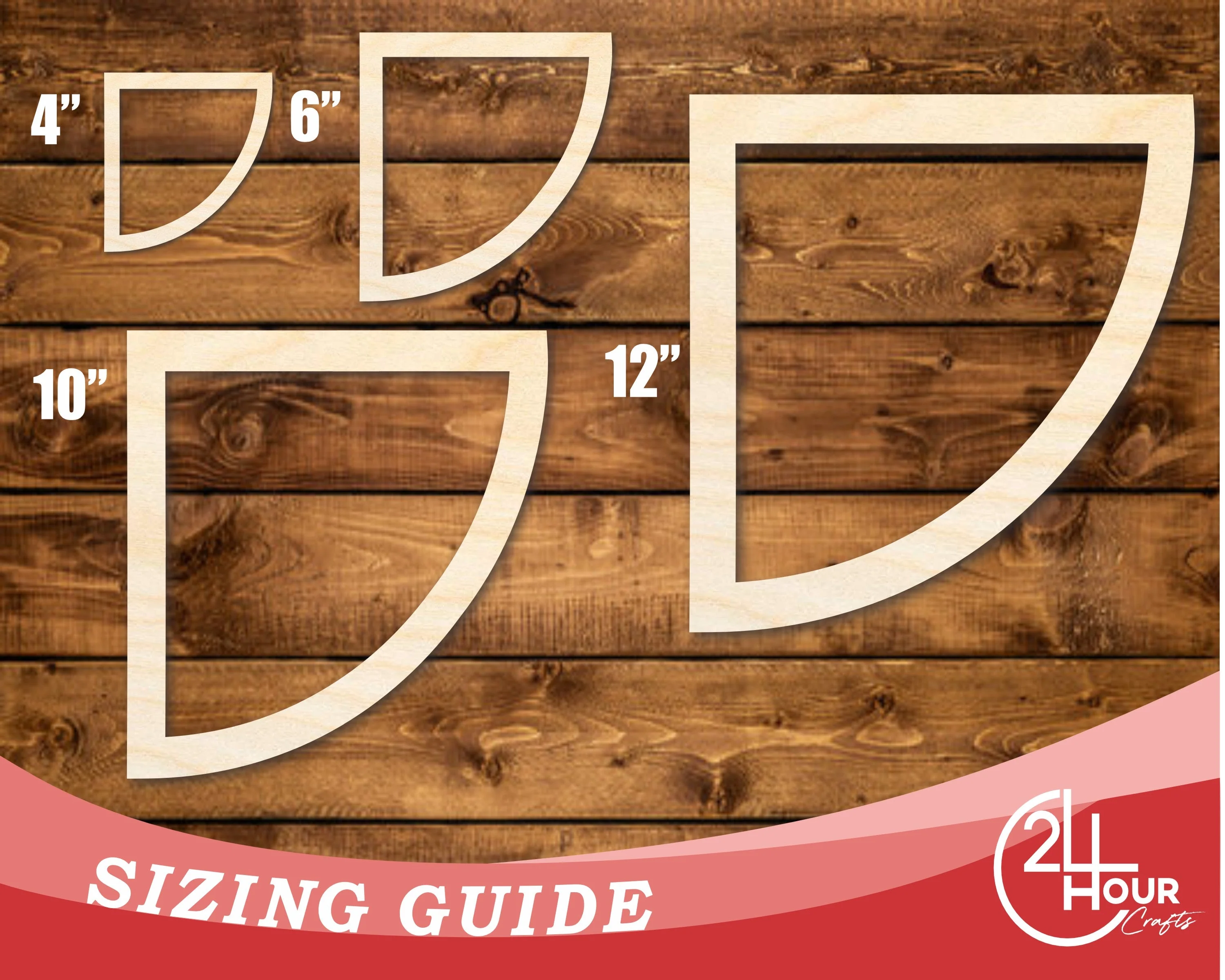 Unfinished Wood Quarter Circle Outline Shape | DIY Craft Cutout | up to 46" DIY - Image 3