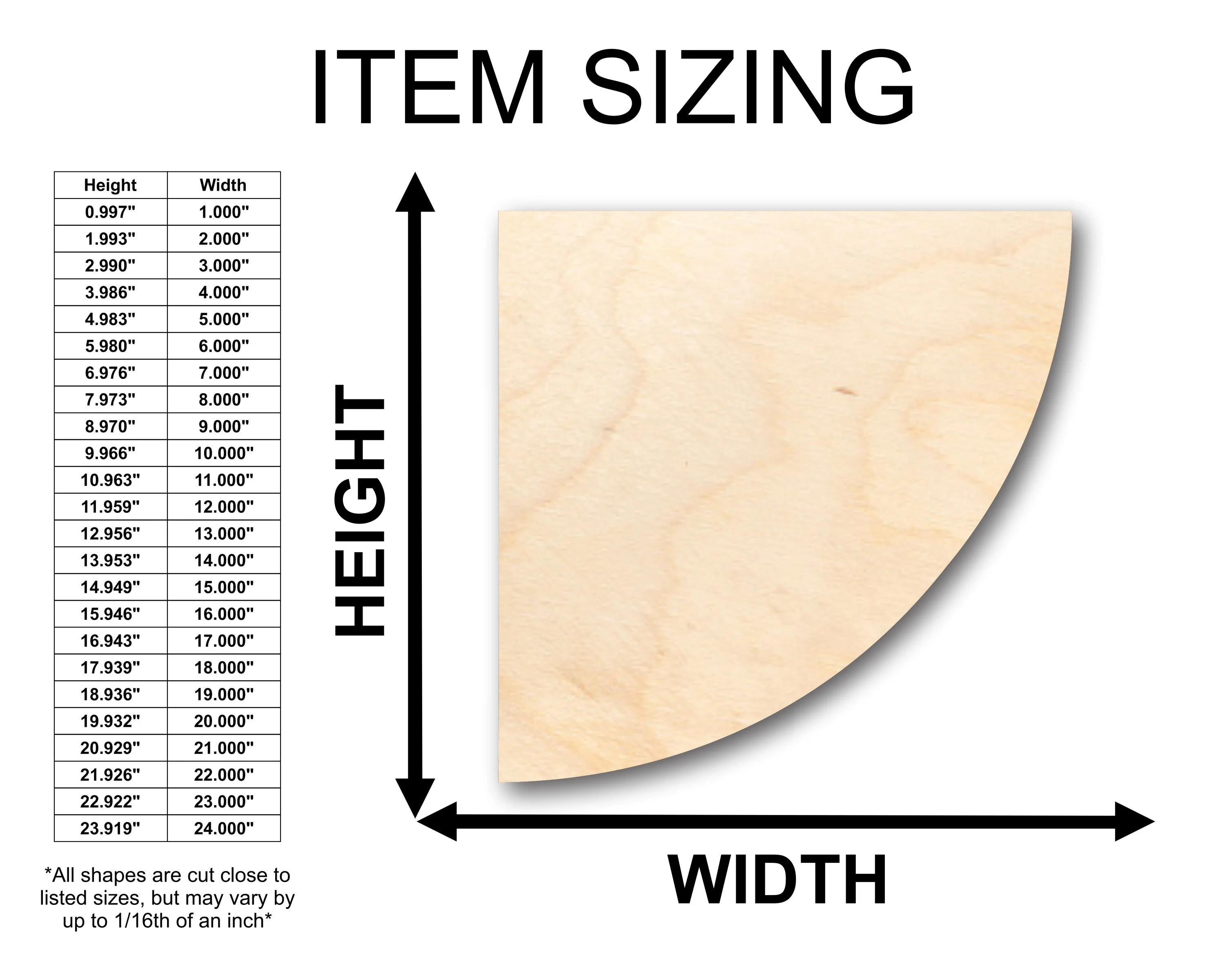 Unfinished Wood Quarter Circle Shape - Craft - up to 46" DIY - Image 2