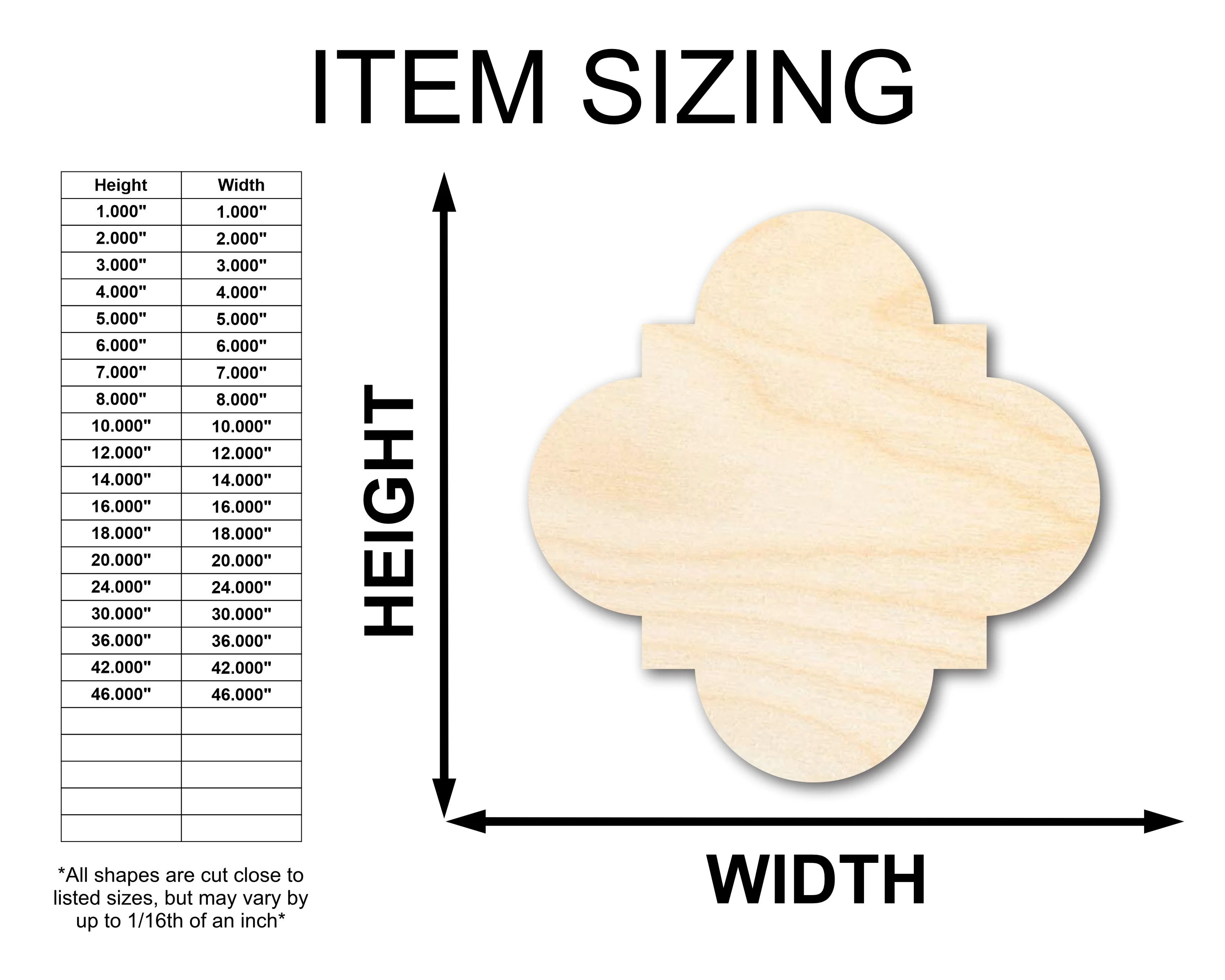 Unfinished Wood Quatrefoil Shape - Craft - up to 46" DIY - Image 2