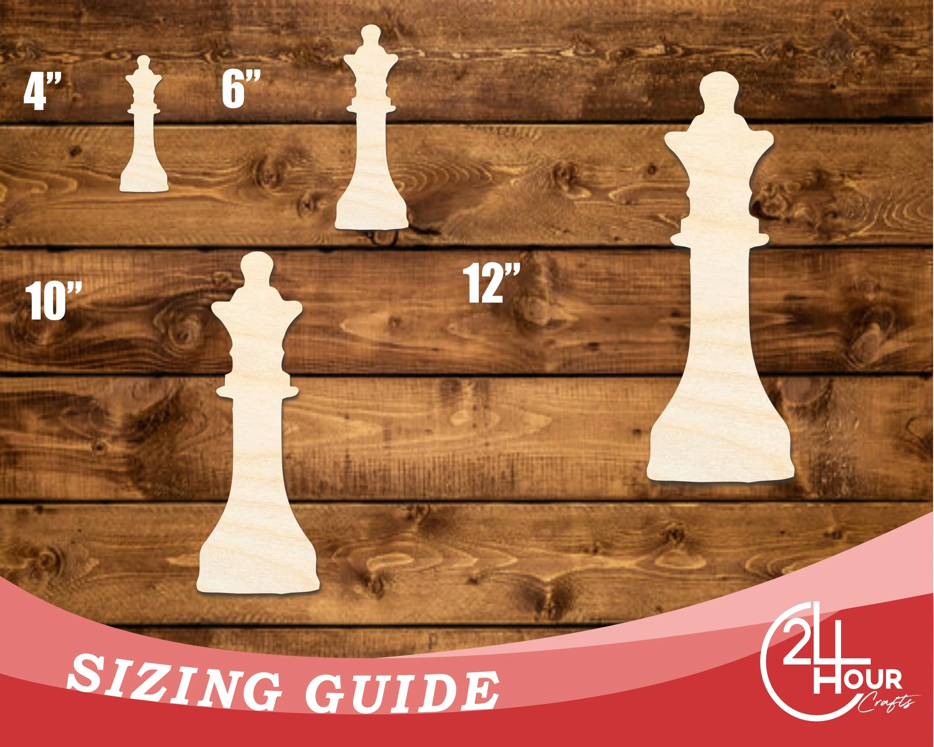 Unfinished Wood Queen Chess Piece Shape | DIY Craft Cutout | up to 46" DIY - Image 3