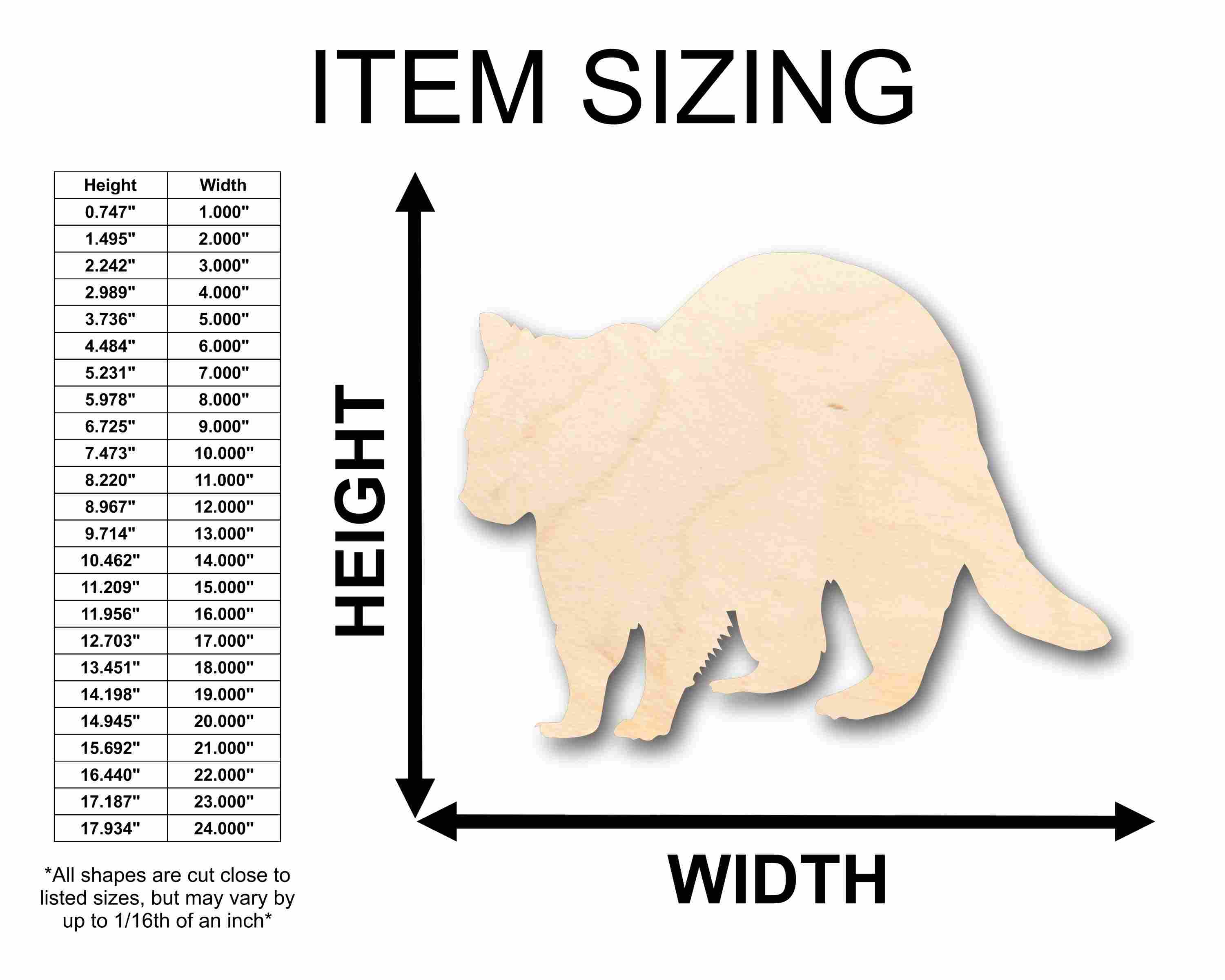 Unfinished Wood Raccoon Silhouette - Craft- up to 46" DIY - Image 2