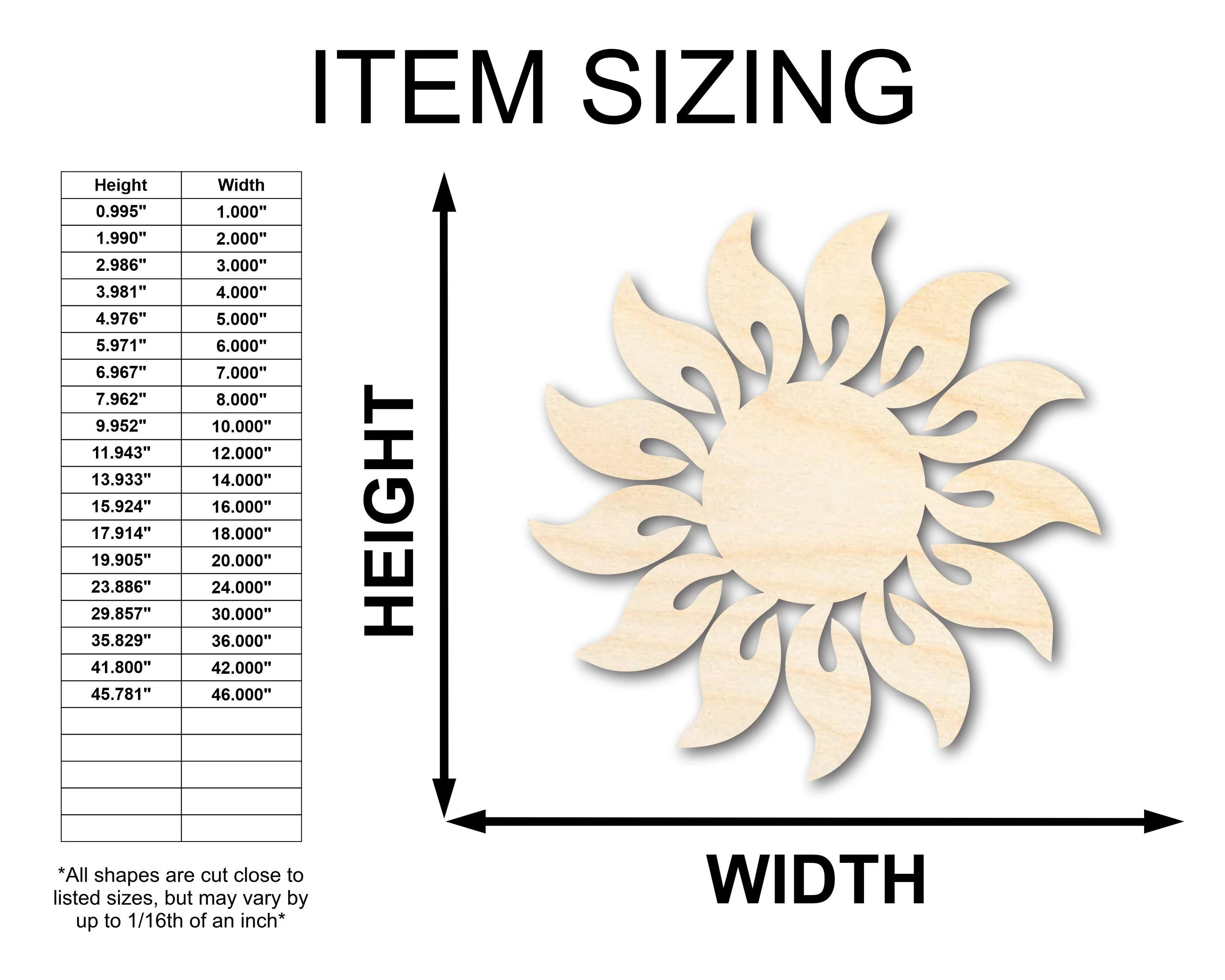 Unfinished Wood Radiant Sun Silhouette | Summer | Celestial | Craft Cutout | up to 46" - Image 2