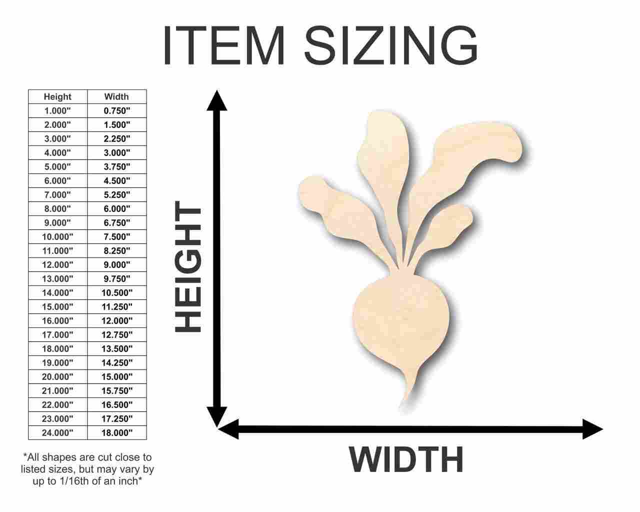 Unfinished Wood Radish Shape - Farm - Garden Marker - Food - Craft - up to 46" DIY - Image 2
