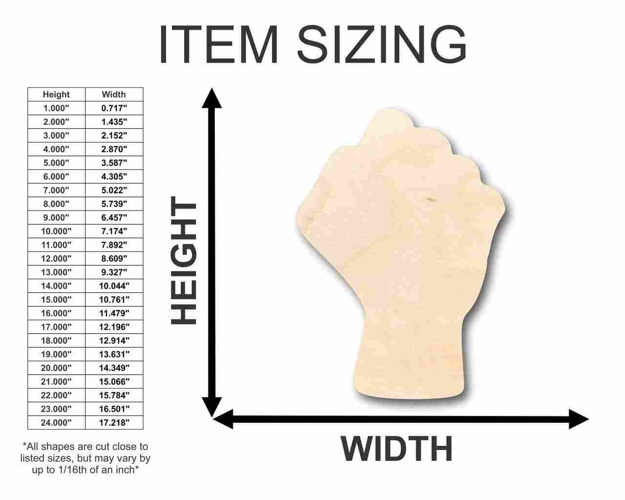 Unfinished Wood Raised Fist Shape - Craft - up to 46" DIY - Image 2