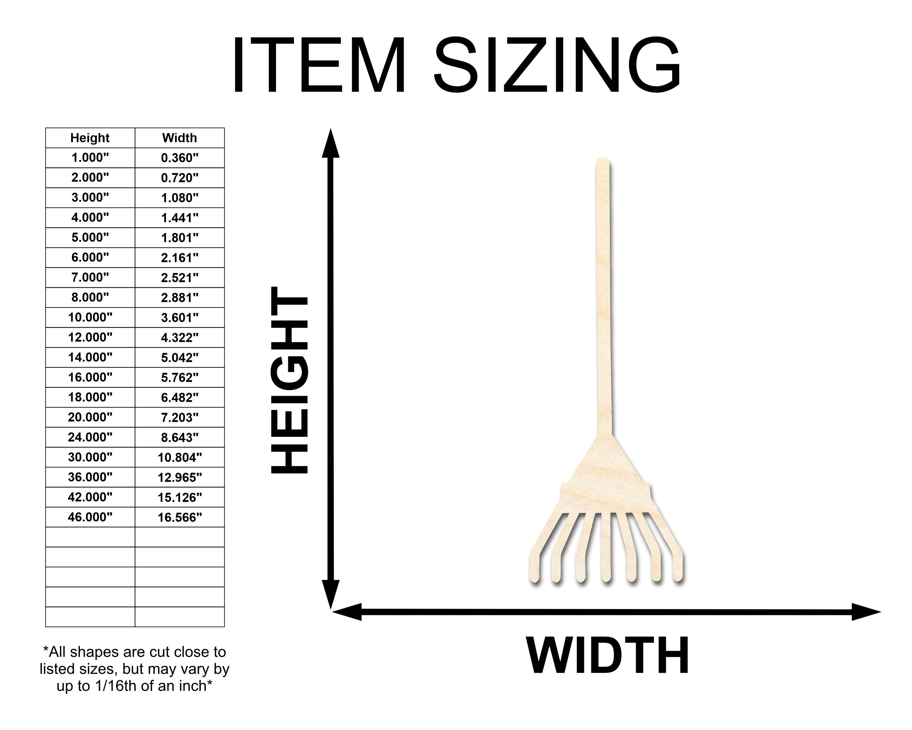 Unfinished Wood Rake Shape - Craft - up to 46" - Image 2