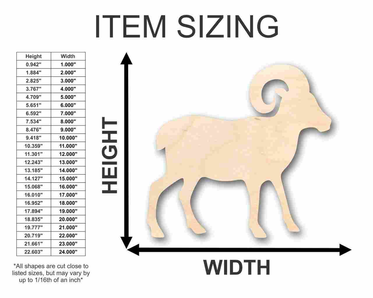 Unfinished Wood Ram Sheep Shape - Farm Animal - Craft - up to 46" DIY - Image 2
