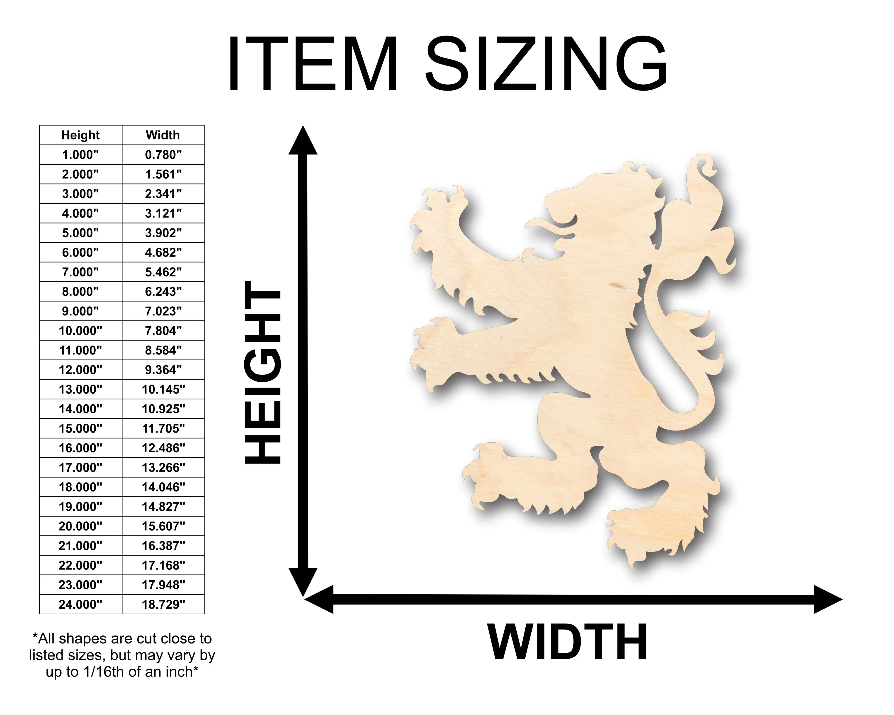 Unfinished Wood Rampant Lion Royal Banner Shape - Craft - up to 46" DIY - Image 2