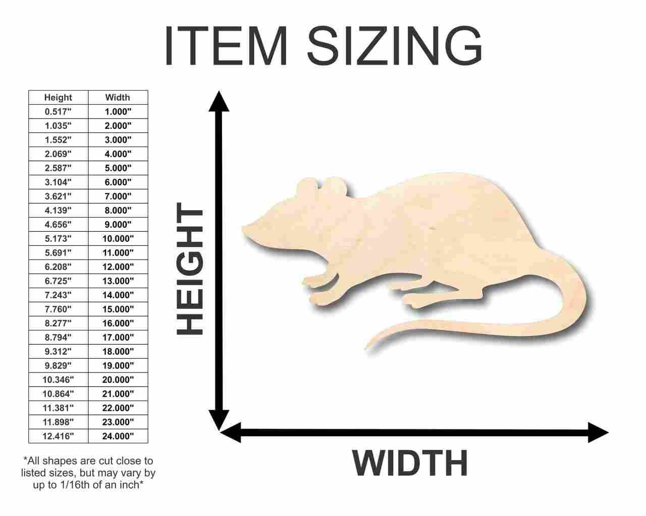 Unfinished Wood Rat Shape - Animal - Wildlife - Craft - up to 46" DIY - Image 2
