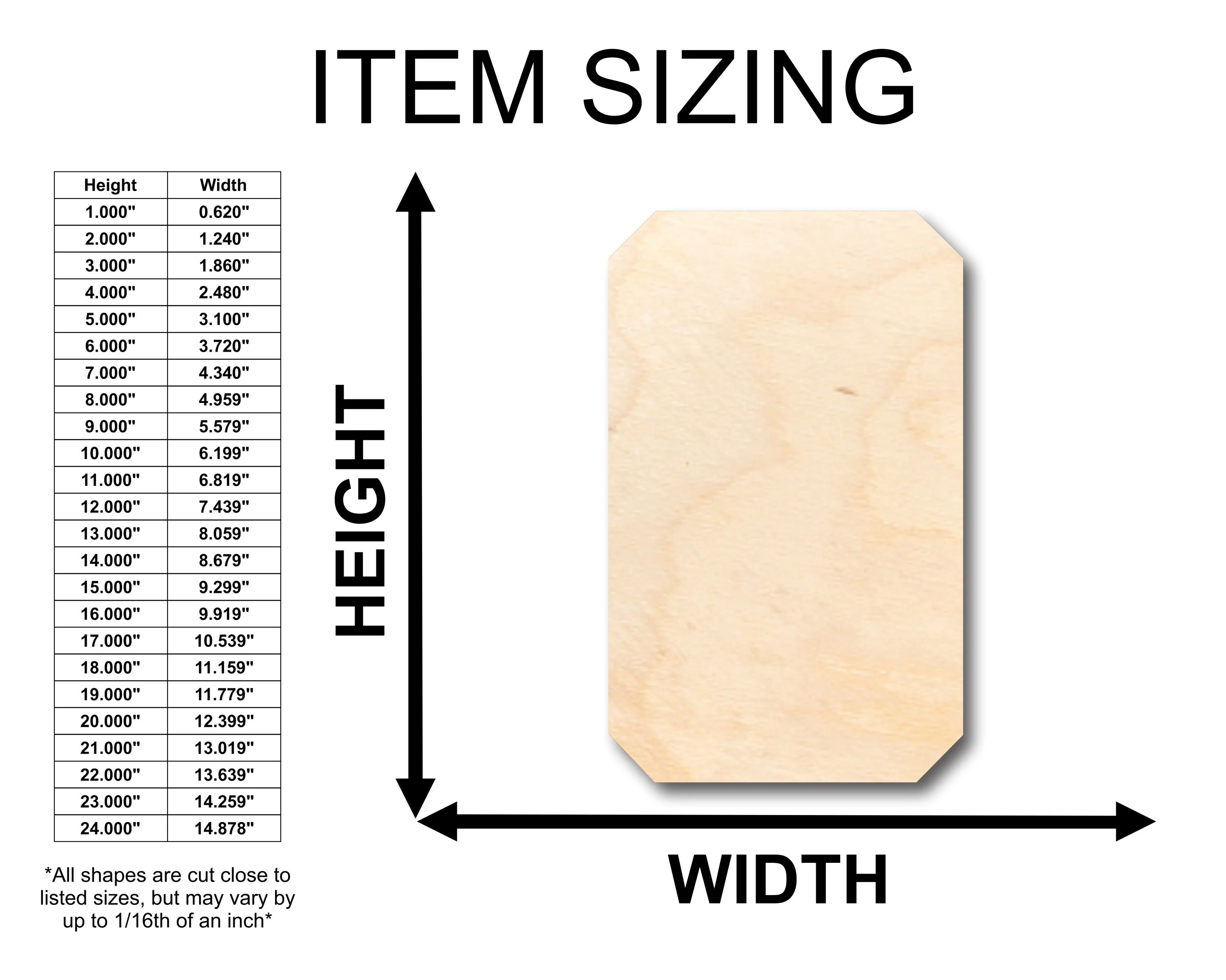 Unfinished Wood Rectangle Gem Shape - Craft - up to 46" DIY - Image 2