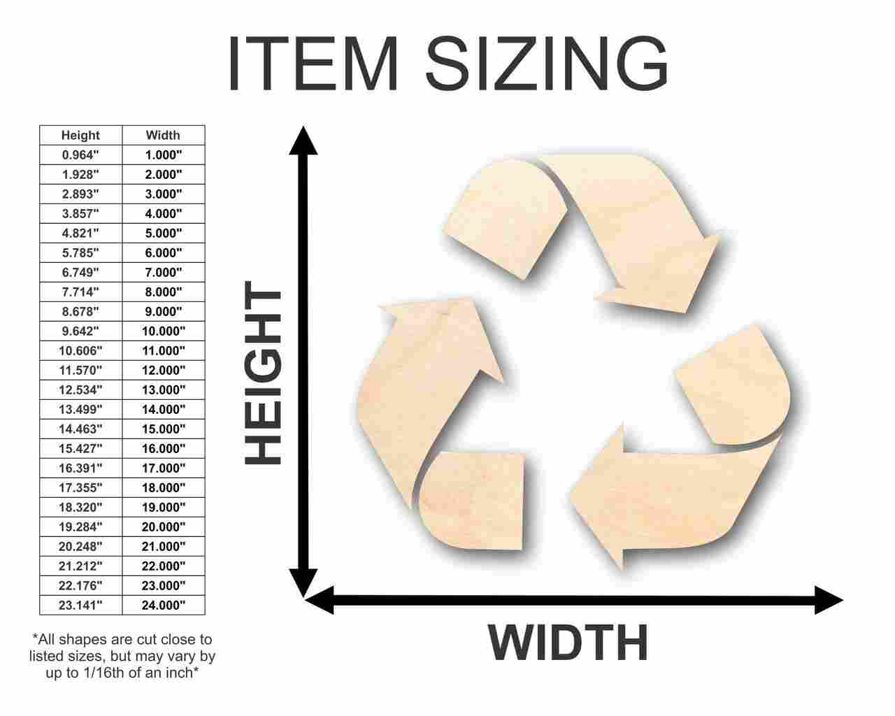 Unfinished Wood Recycling Symbol Shape - (3 Piece) Craft - up to 46" DIY - Image 2