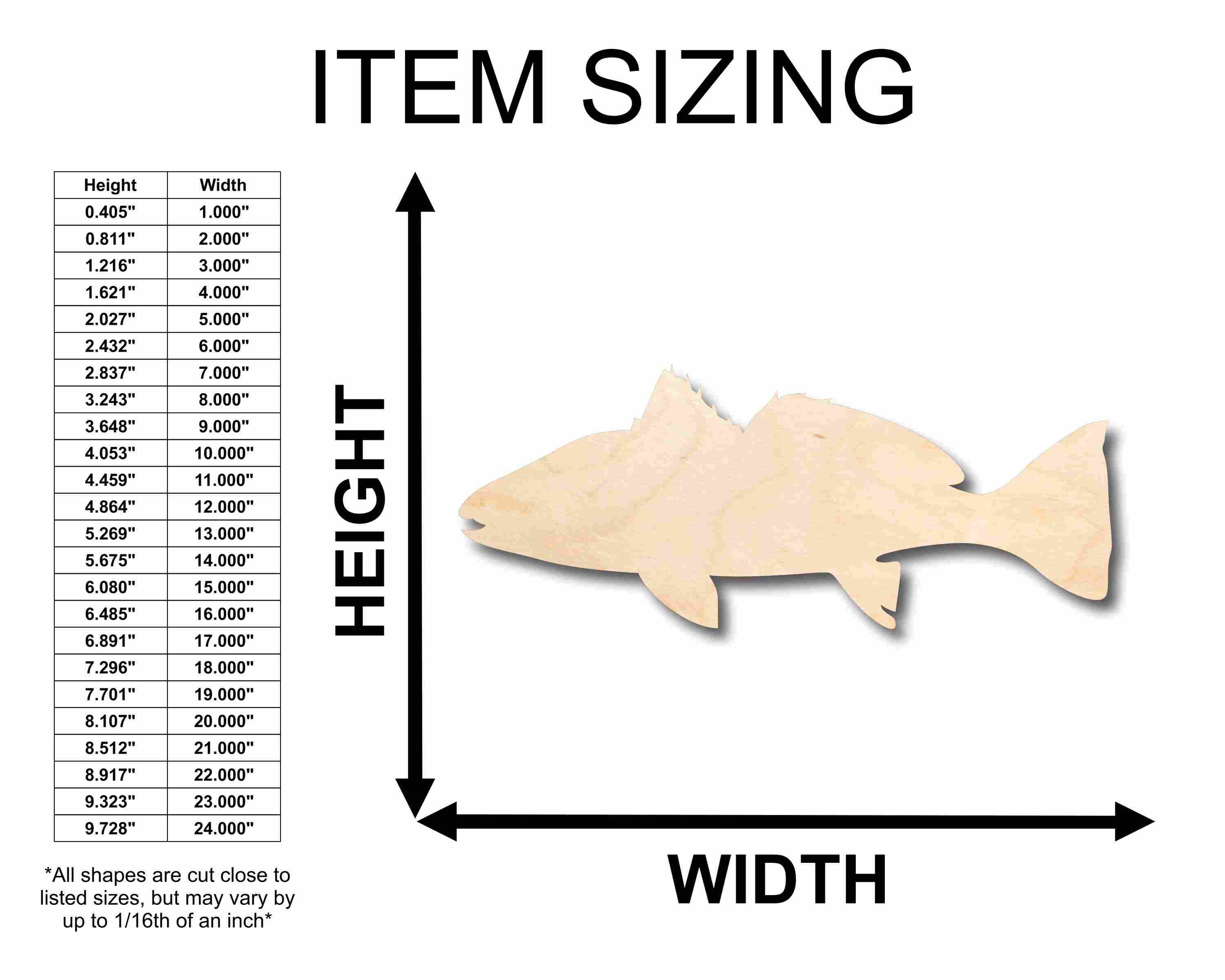 Unfinished Wood Red Drum Fish Silhouette - Craft- up to 46" DIY - Image 2