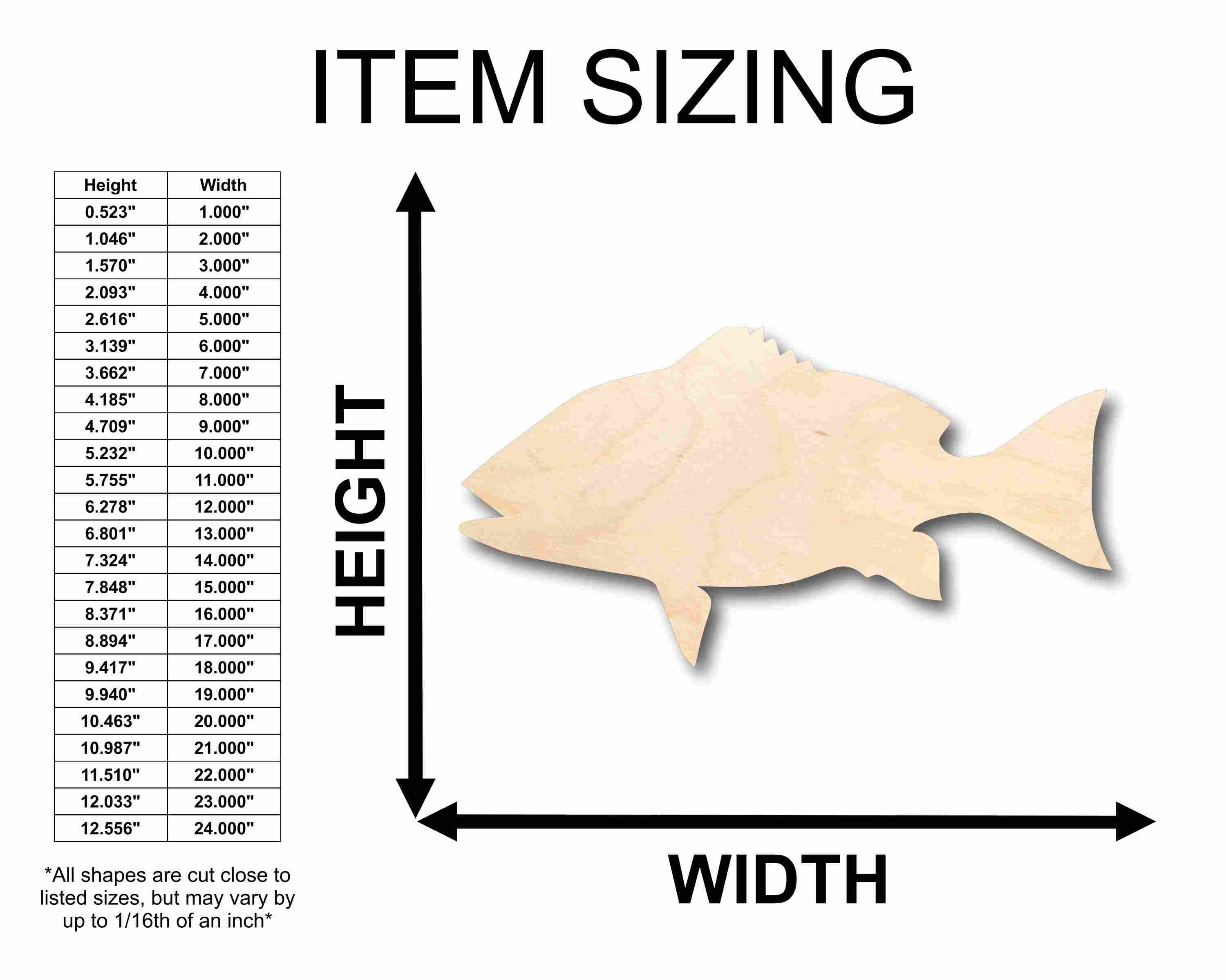 Unfinished Wood Red Snapper Fish Silhouette - Craft- up to 46" DIY - Image 2