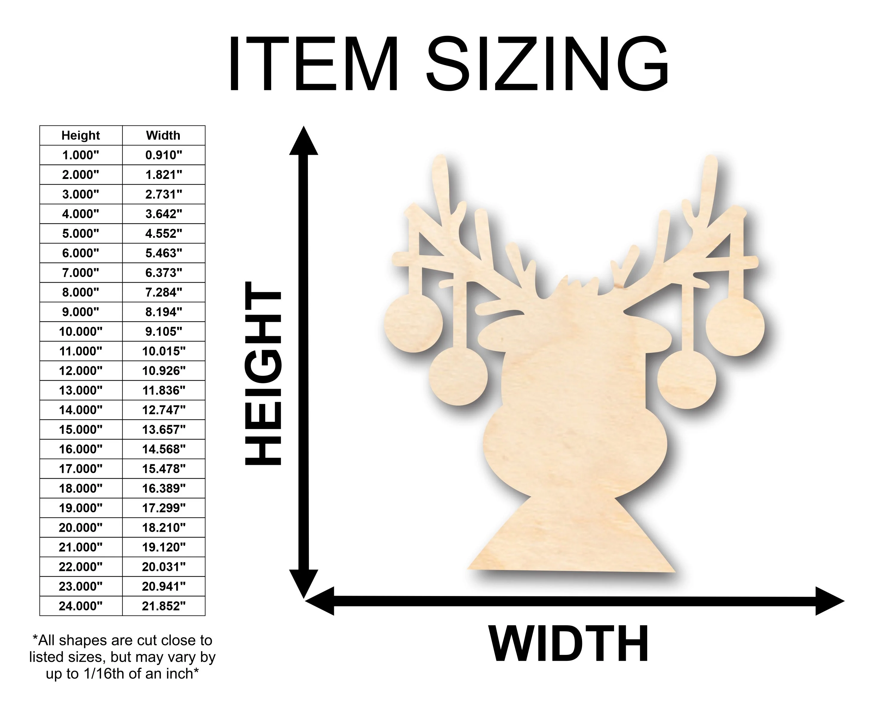 Unfinished Wood Reindeer Antler Ornaments Shape - Craft - up to 46" DIY - Image 2