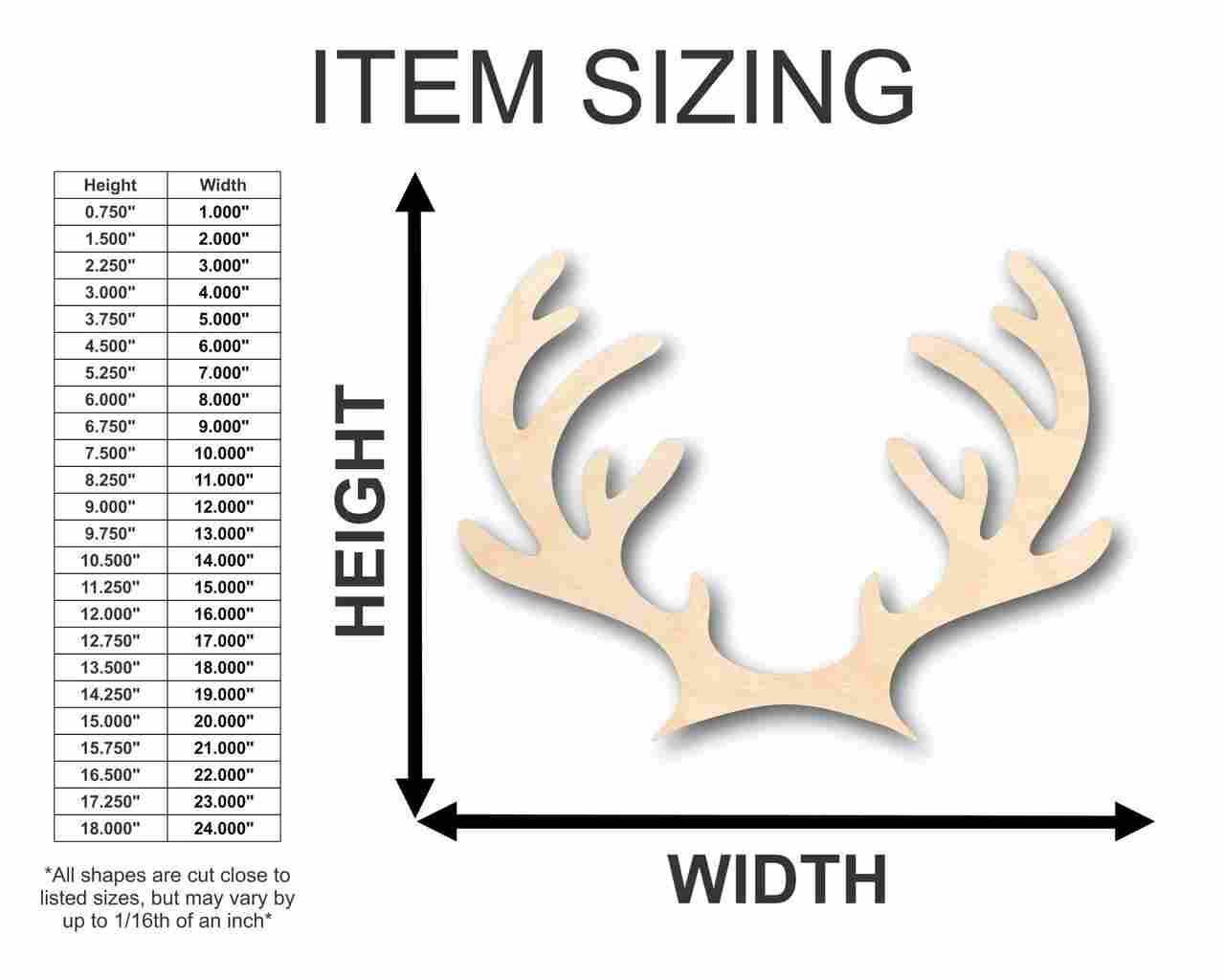 Unfinished Wood Reindeer Antlers Shape - Animal - Wildlife - Craft - up to 46" DIY - Image 2