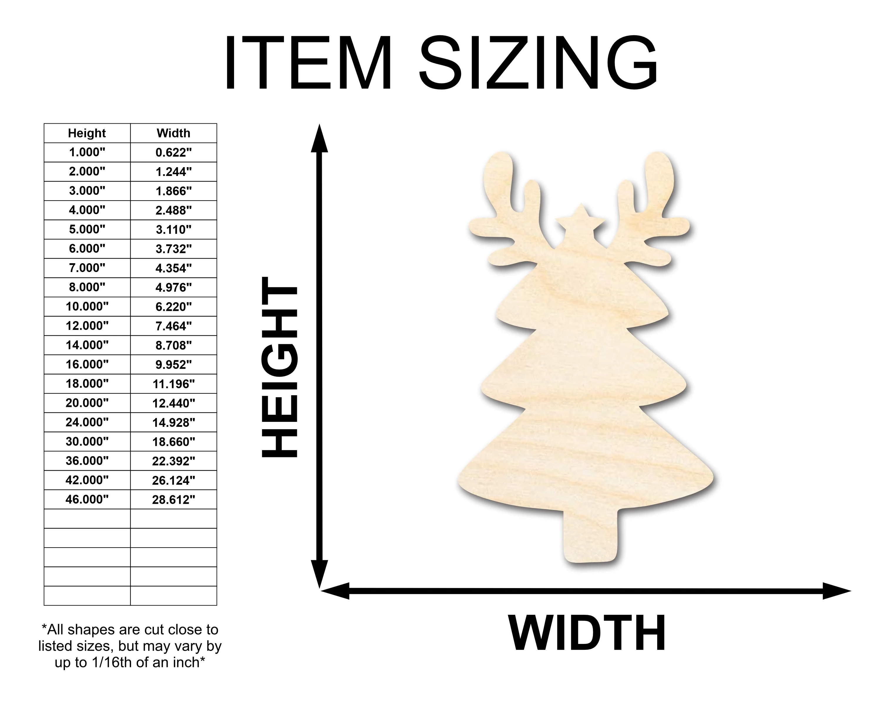Unfinished Wood Reindeer Christmas Tree Shape - Craft - up to 46" DIY - Image 2