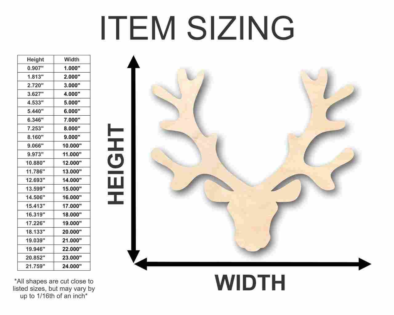Unfinished Wood Reindeer Head Antlers Shape - Animal - Wildlife - Craft - up to 46" DIY - Image 2