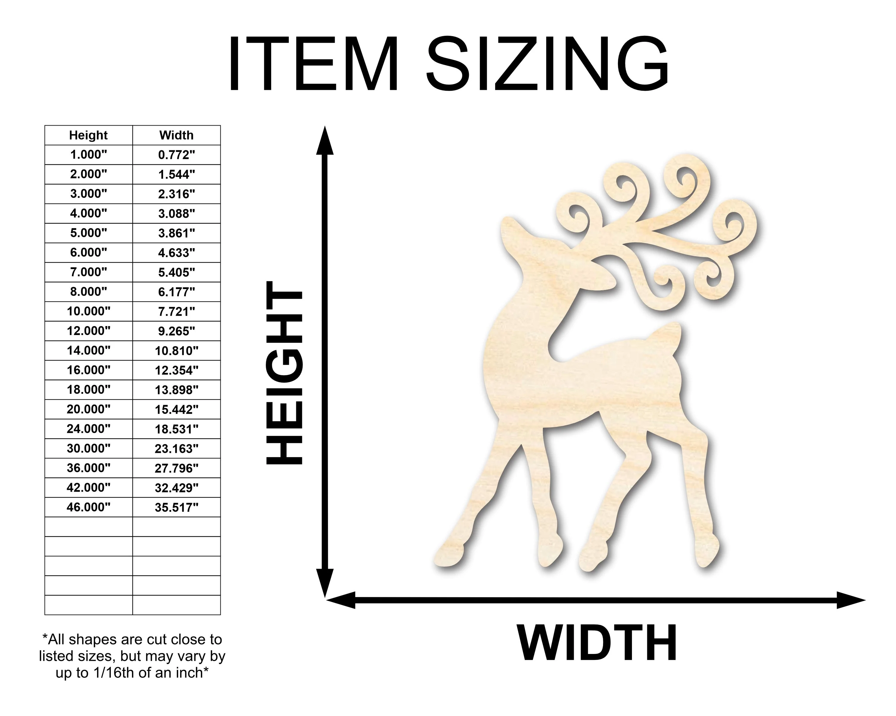 Unfinished Wood Reindeer Shape - Craft - up to 46" DIY - Image 2