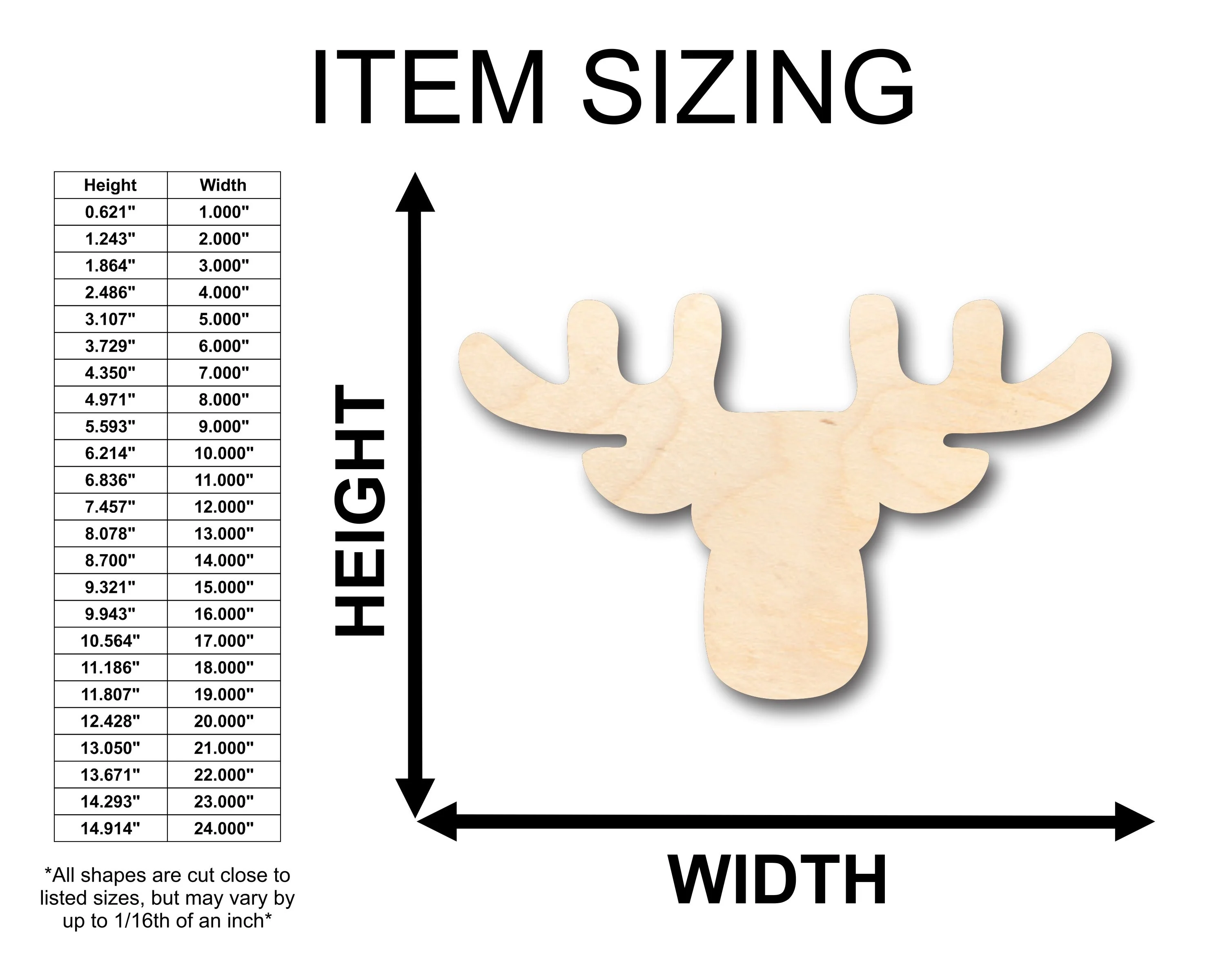 Unfinished Wood Reindeer with Antlers Shape - Christmas - Craft - up to 46" DIY - Image 2