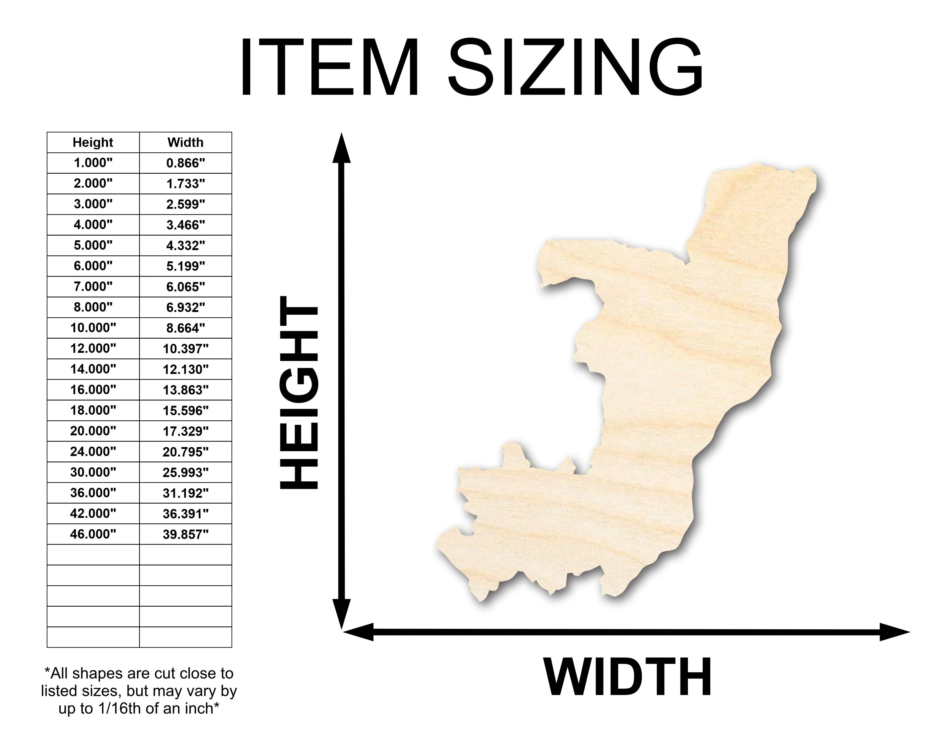 Unfinished Wood Republic of the Congo Country Shape - African Craft - up to 46" DIY - Image 2