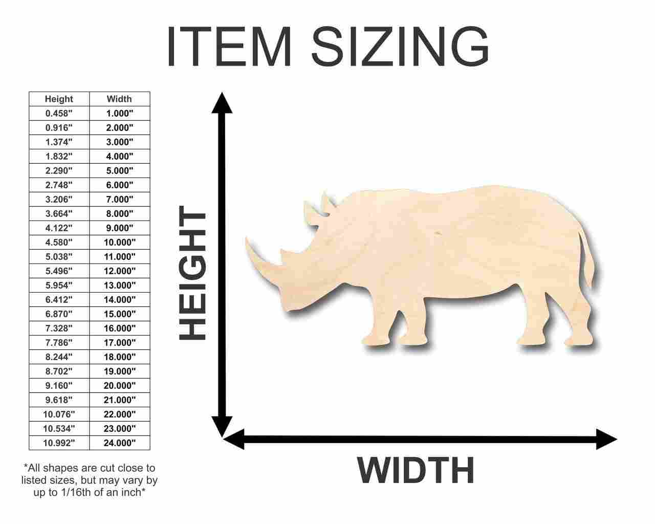 Unfinished Wood Rhinoceros Shape - Animal - Wildlife - Craft - up to 46" DIY - Image 2