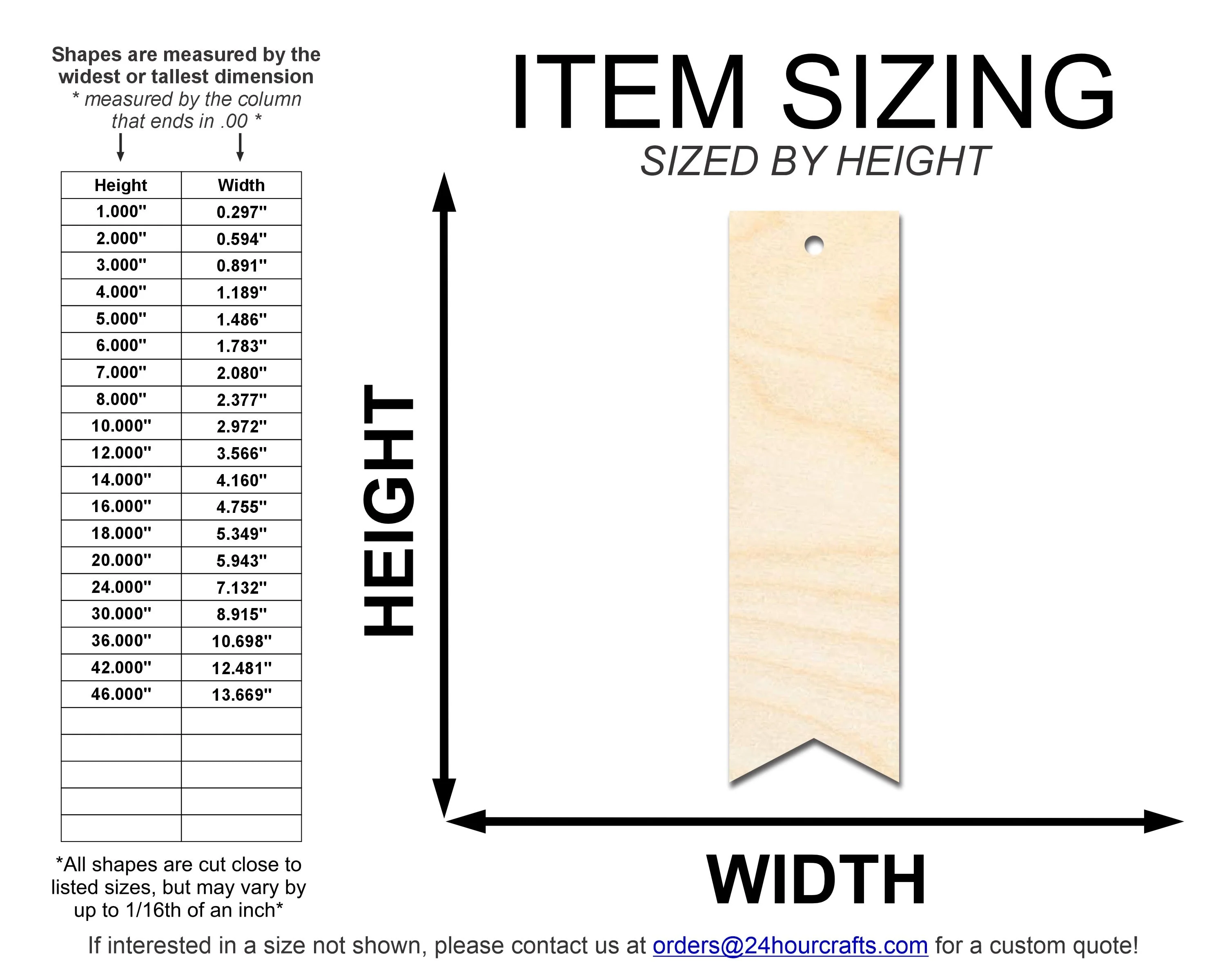 Unfinished Wood Ribbon Point Bookmark Shape | DIY Craft Cutout | up to 12" DIY - Image 2