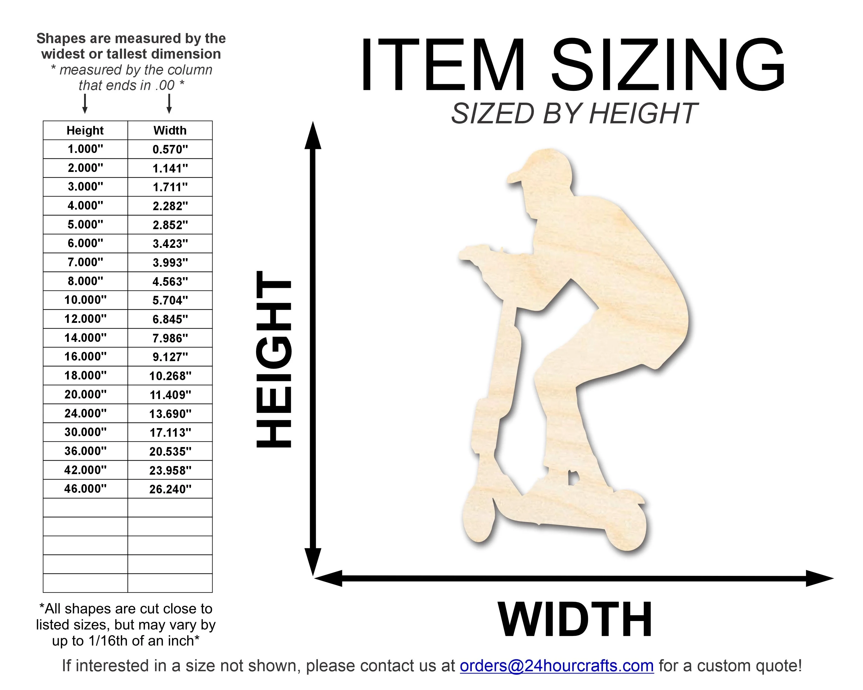 Unfinished Wood Riding Scooter Shape | DIY Craft Cutout | up to 46" DIY - Image 2