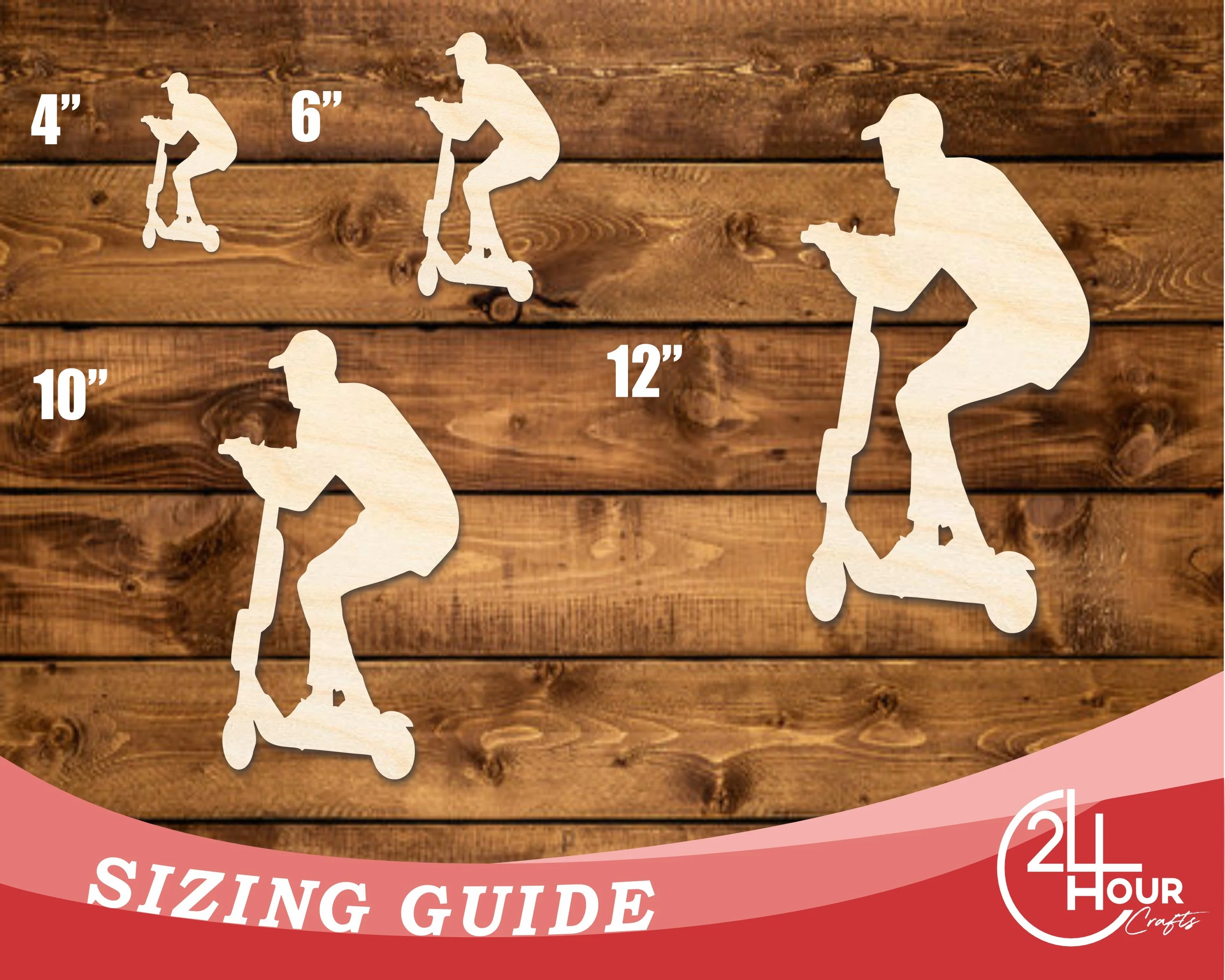 Unfinished Wood Riding Scooter Shape | DIY Craft Cutout | up to 46" DIY - Image 3