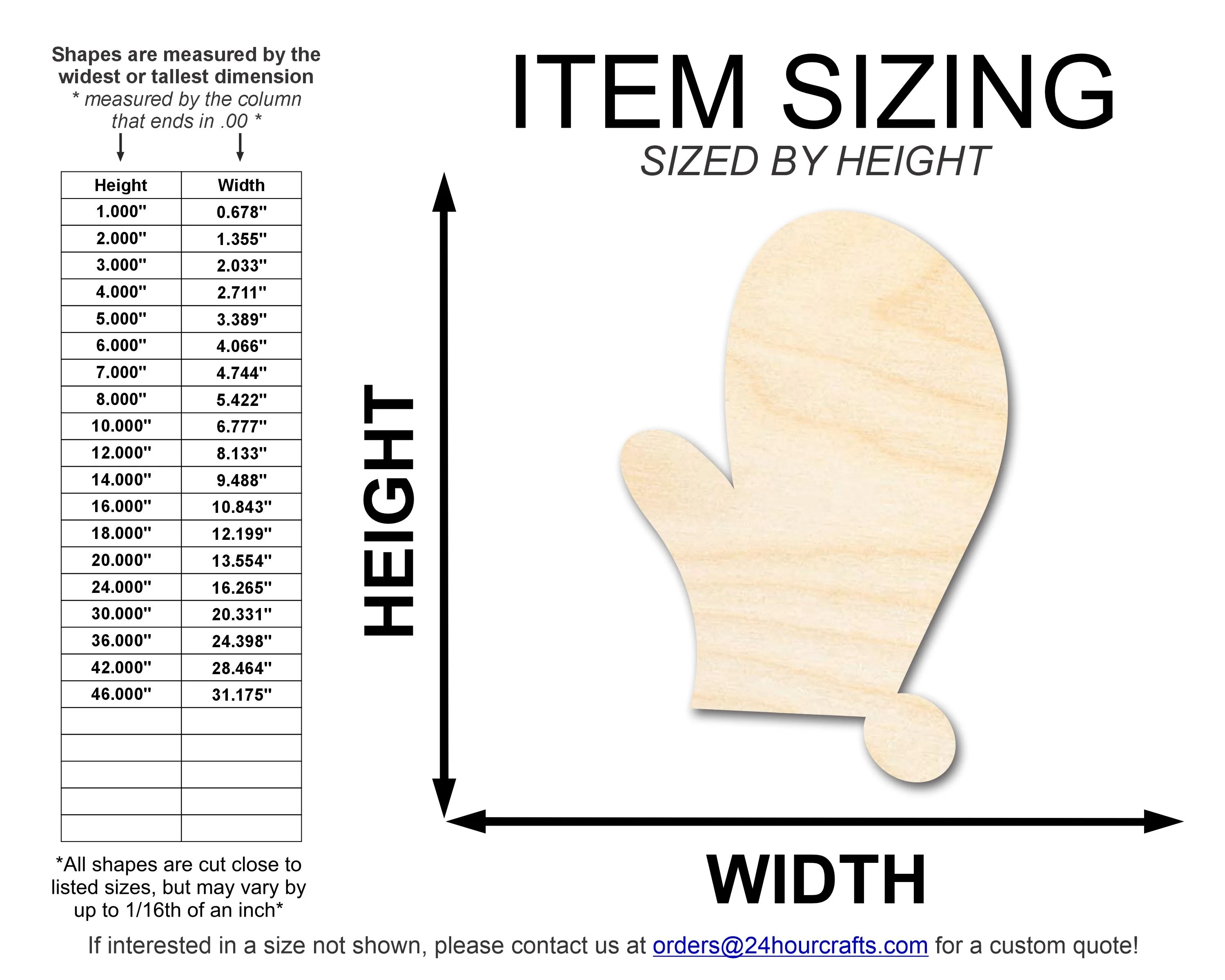 Unfinished Wood Right Oven Mit Shape | DIY Craft Cutout | up to 46" DIY - Image 2