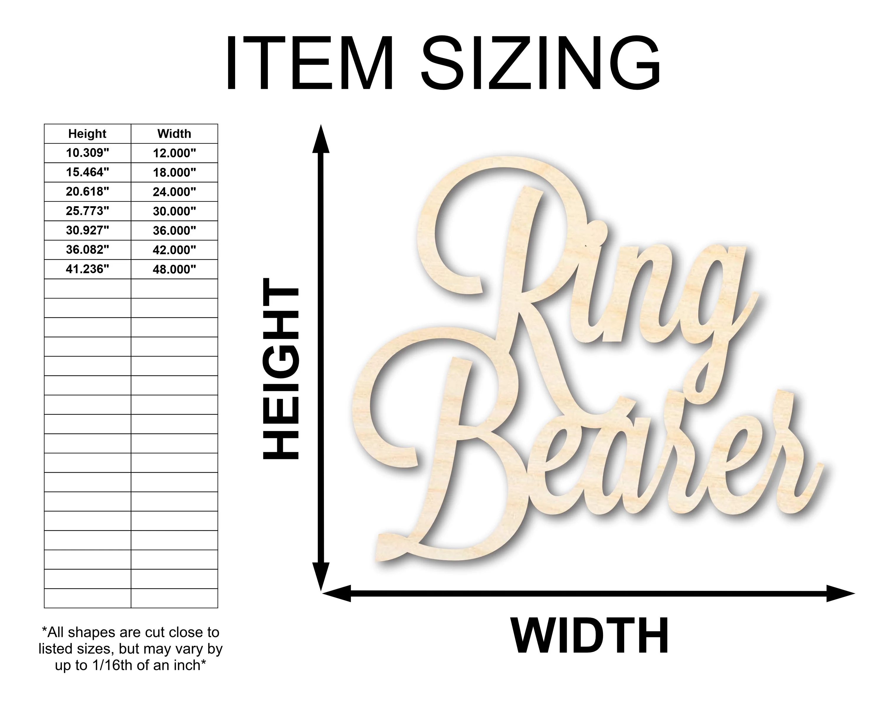 Unfinished Wood Ring Bearer Shape - Word Craft - up to 46" - Image 2