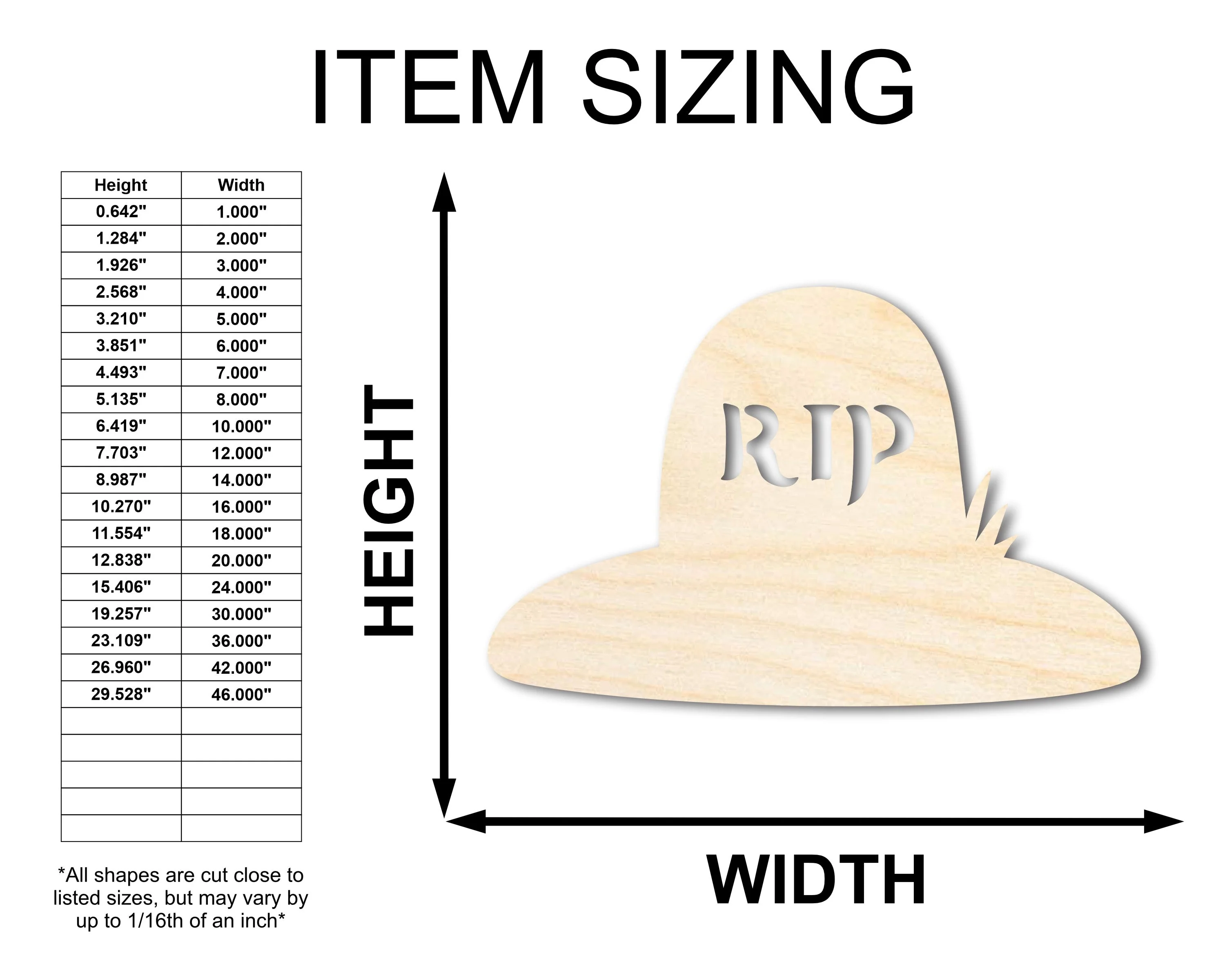 Unfinished Wood RIP Grave Shape - Craft - up to 46" - Image 2