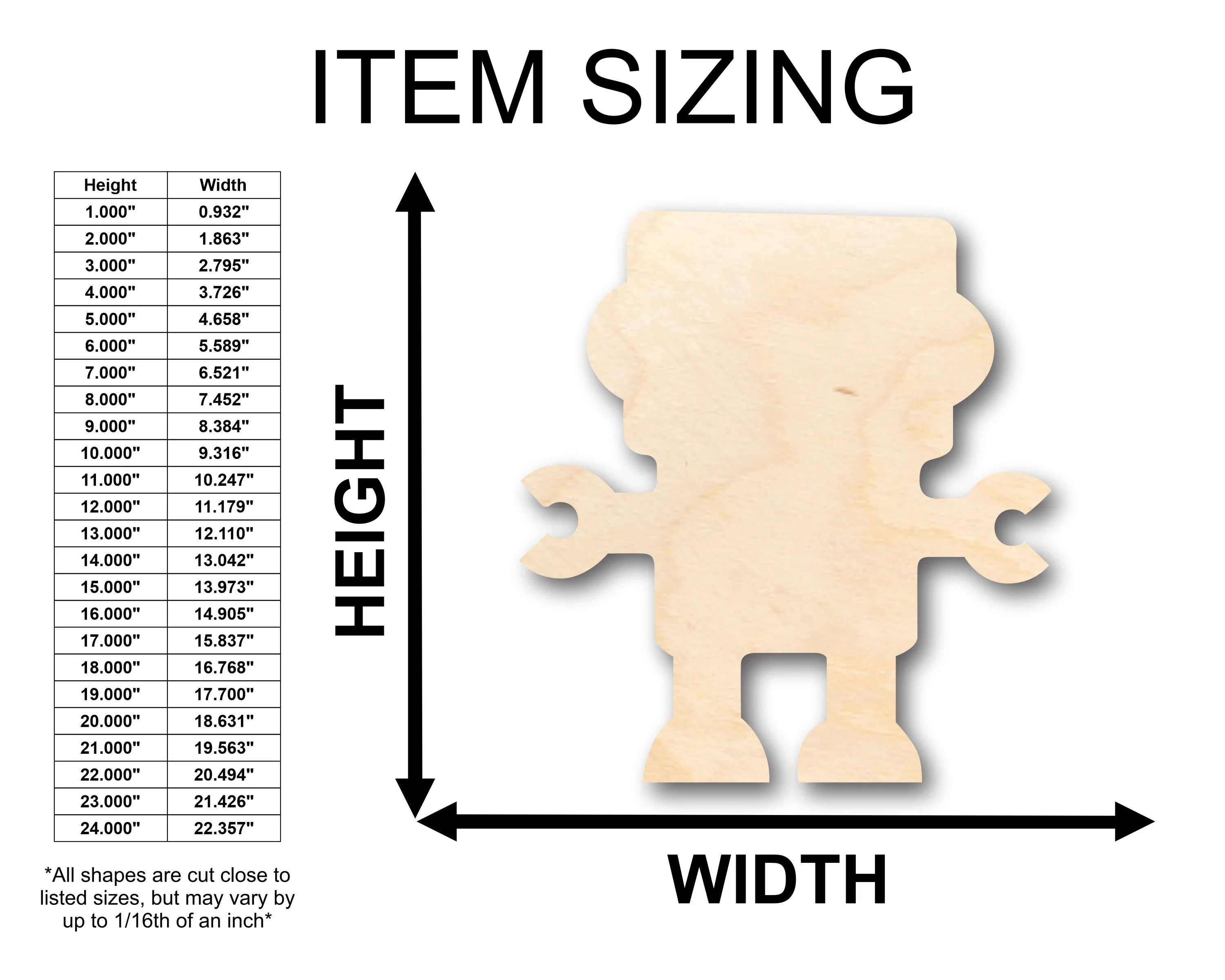 Unfinished Wood Robot Shape - Craft - up to 46" DIY - Image 2