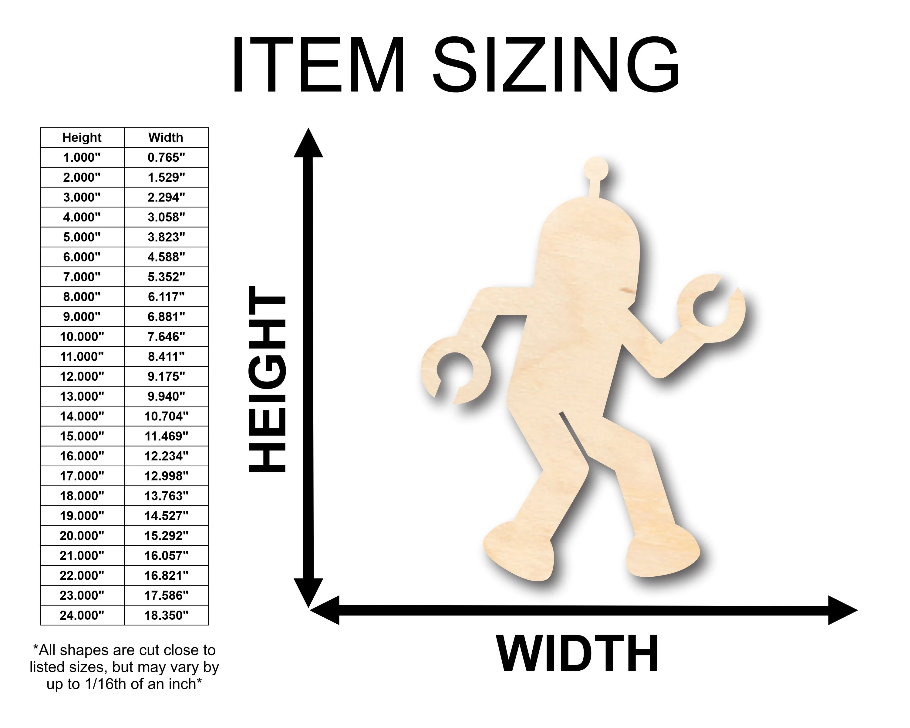 Unfinished Wood Robot Shape - Craft - up to 46" DIY - Image 2