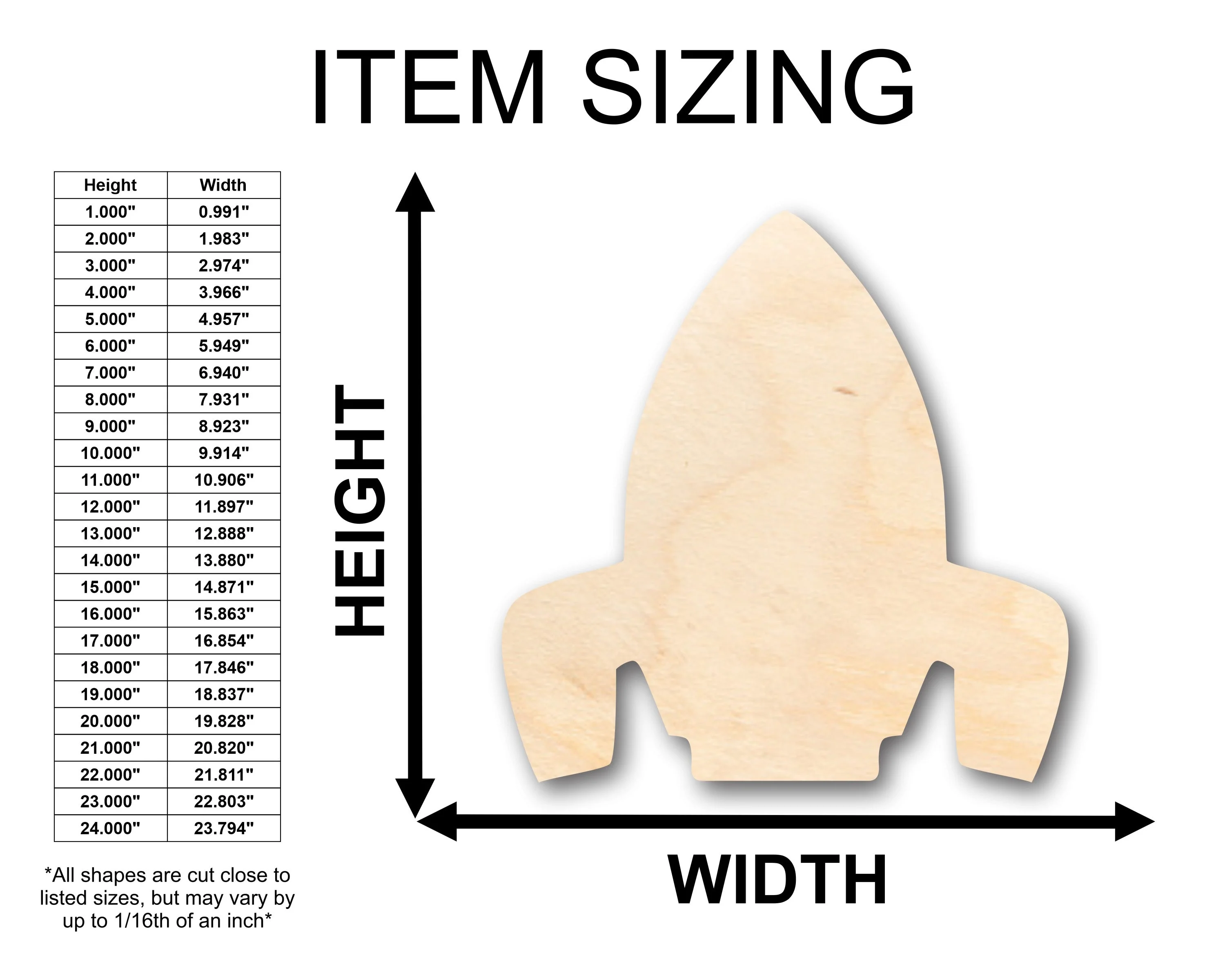 Unfinished Wood Rocket Shape - Craft - up to 46" DIY - Image 2