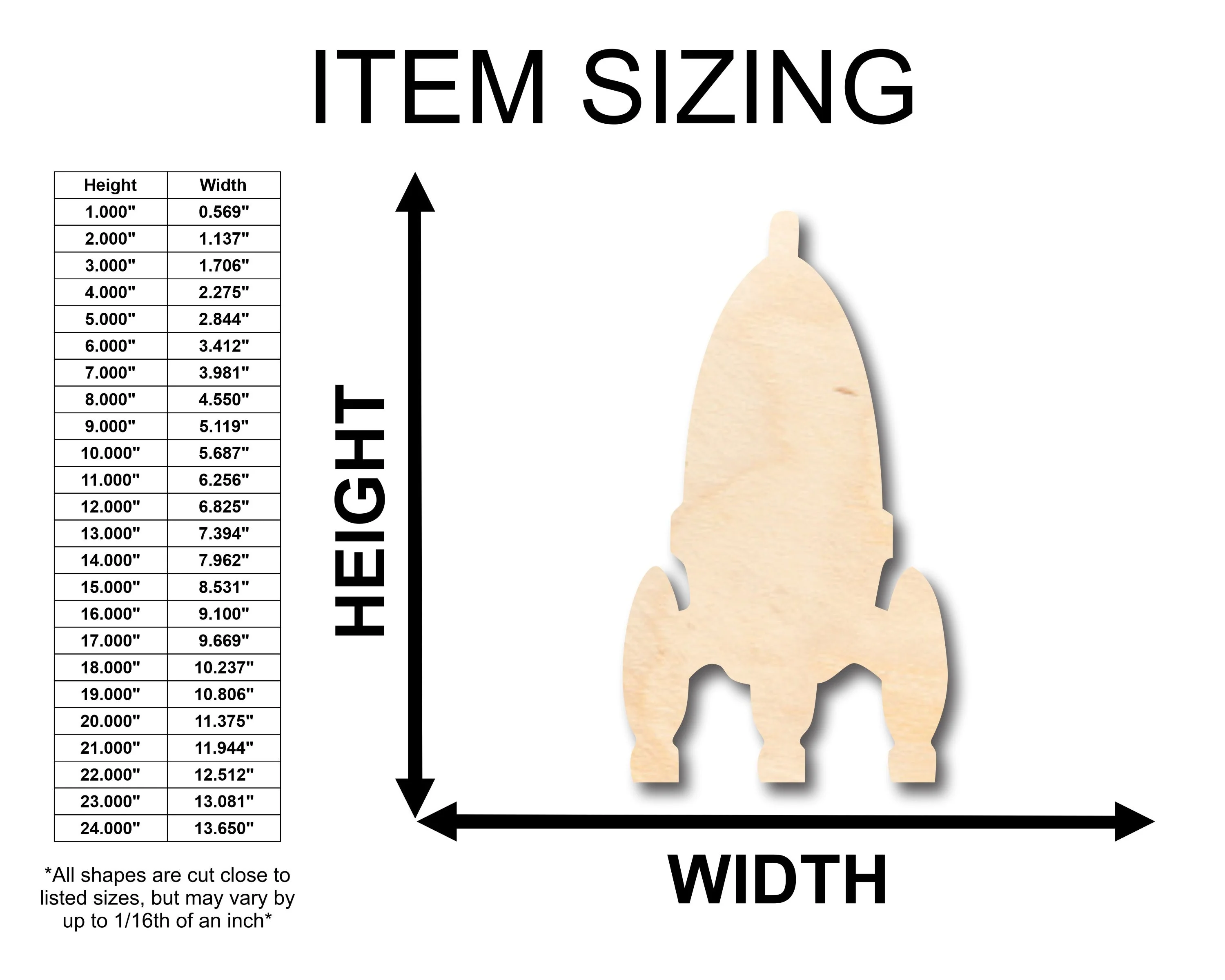 Unfinished Wood Rocket Shape - Craft - up to 46" DIY - Image 2