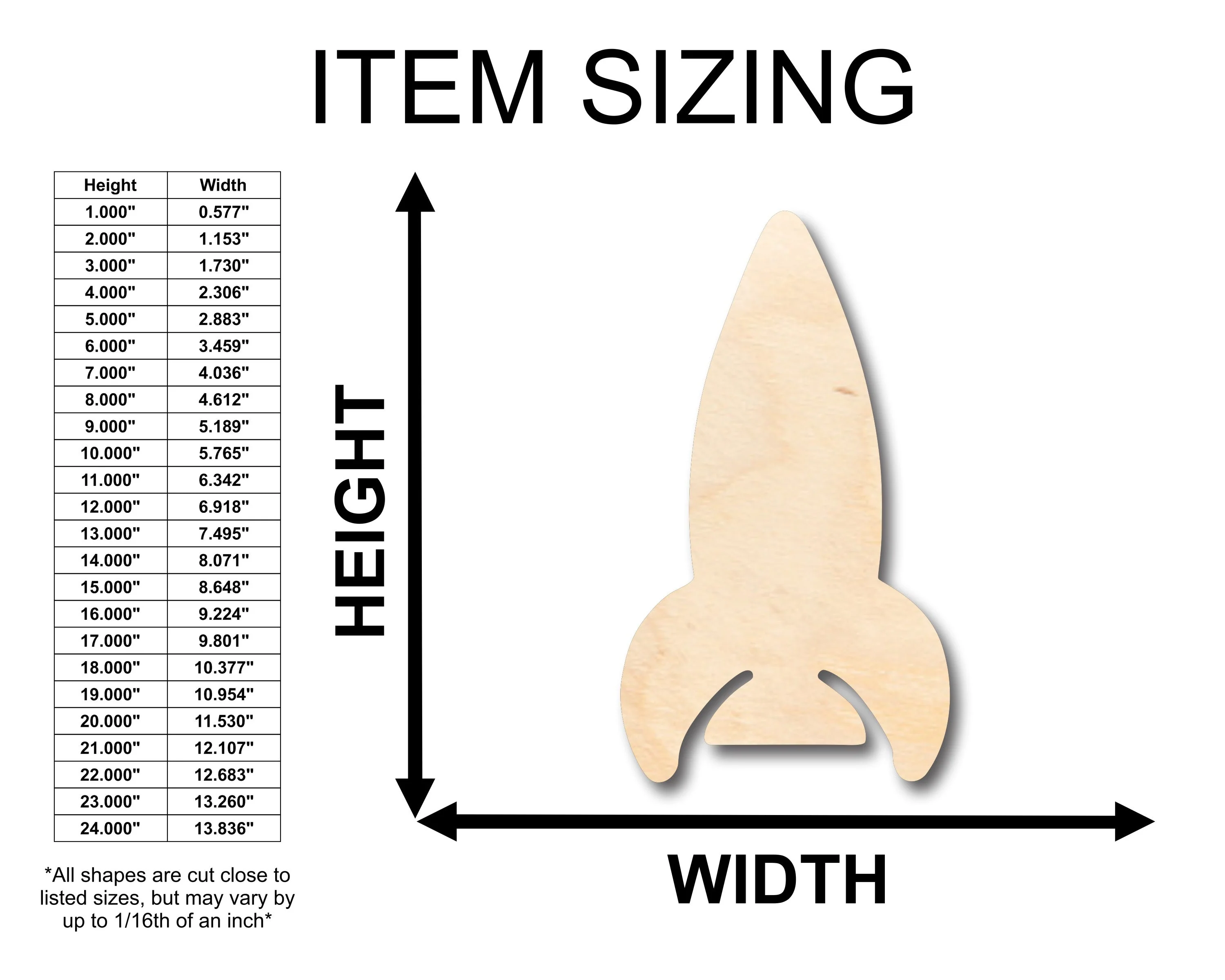 Unfinished Wood Rocket Ship Shape - Craft - up to 46" DIY - Image 2