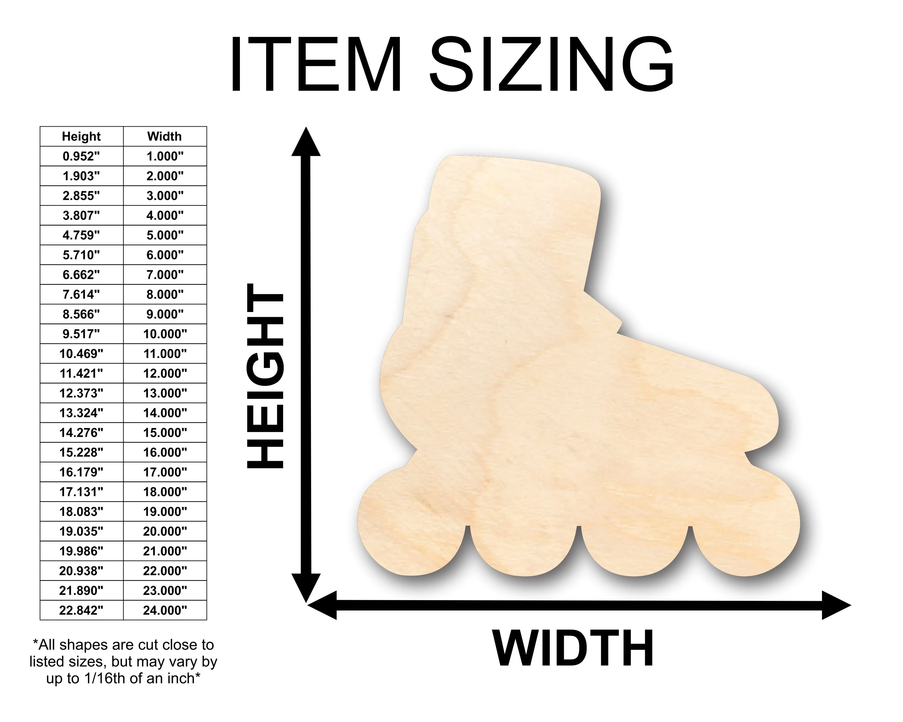 Unfinished Wood Roller Blade Shape - Craft - up to 46" DIY - Image 2