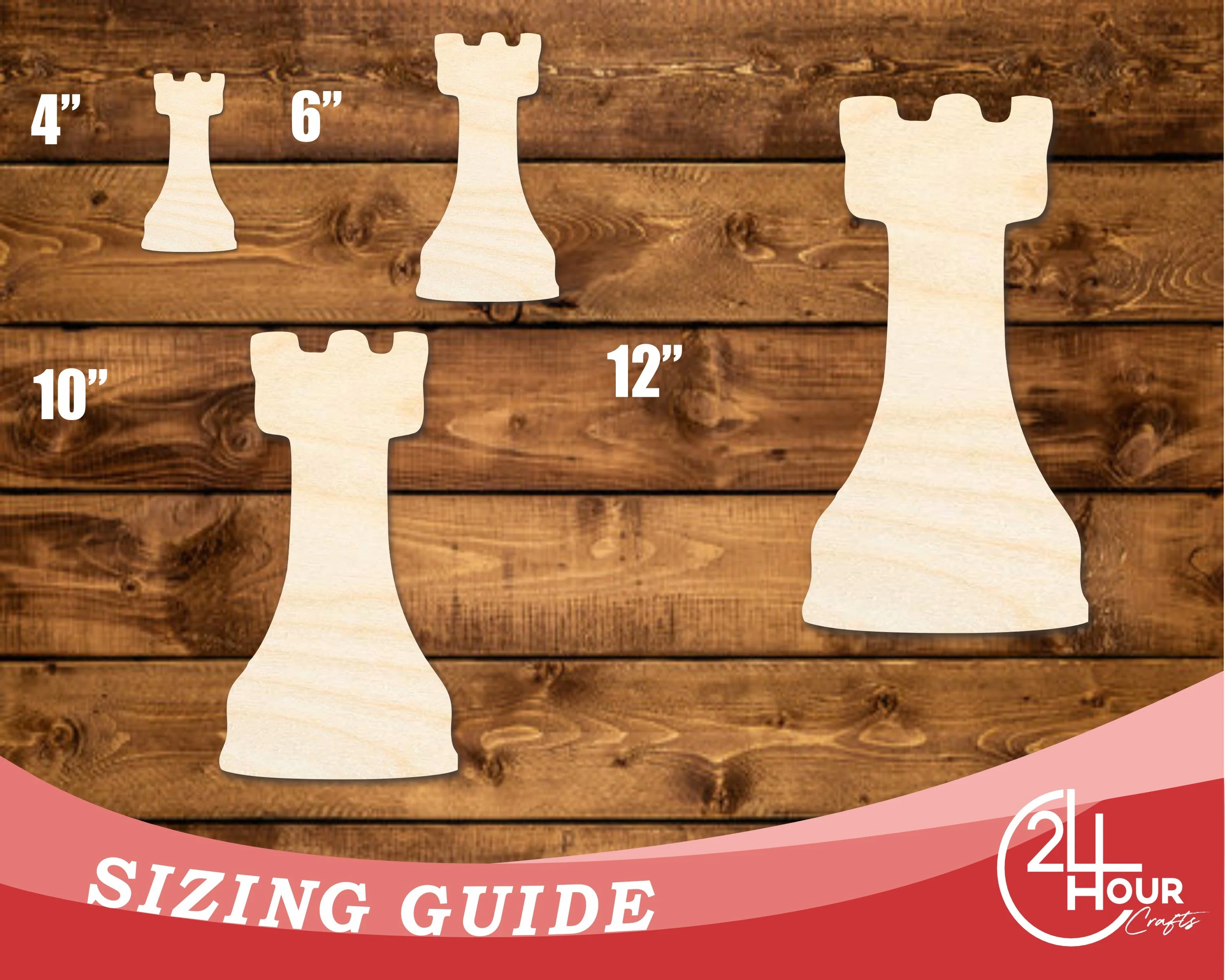 Unfinished Wood Rook Chess Piece Shape | DIY Craft Cutout | up to 46" DIY - Image 3
