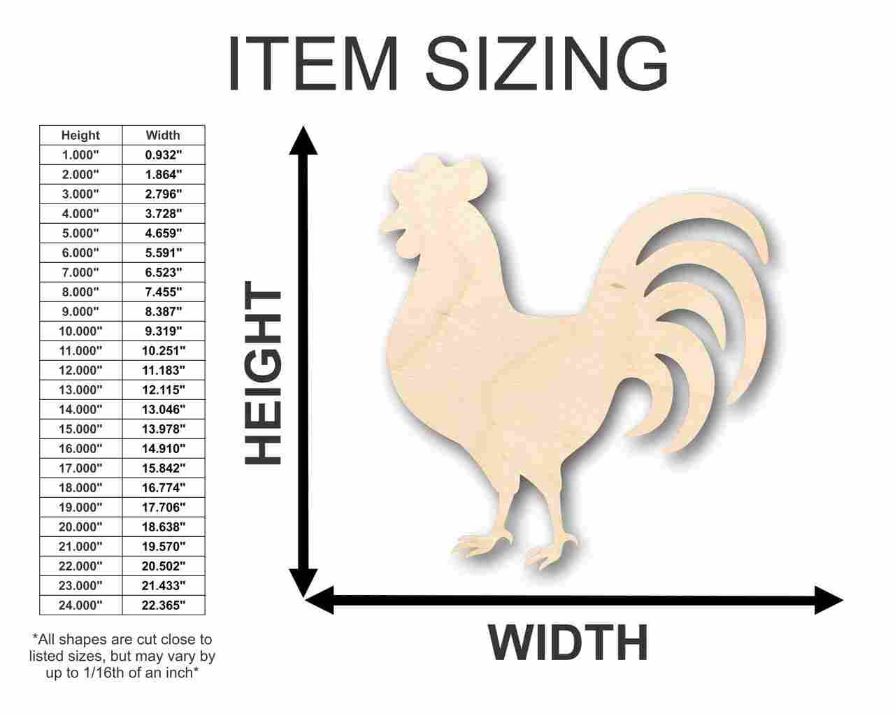 Unfinished Wood Rooster Chicken Shape - Farm Animal - Craft - up to 46" DIY - Image 2