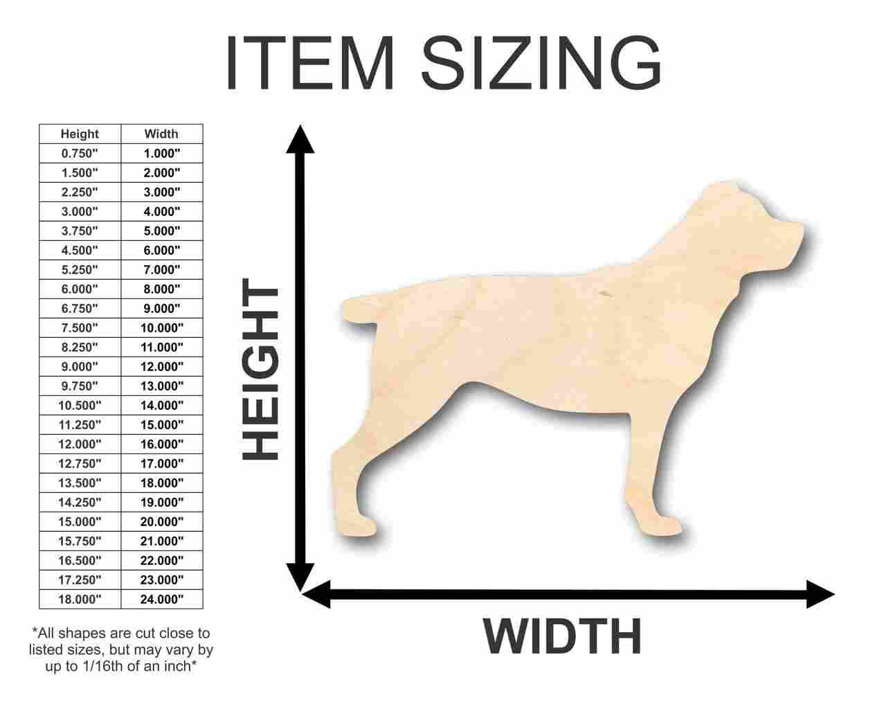 Unfinished Wood Rottweiler Dog Shape - Animal - Pet - Craft - up to 46" DIY - Image 2