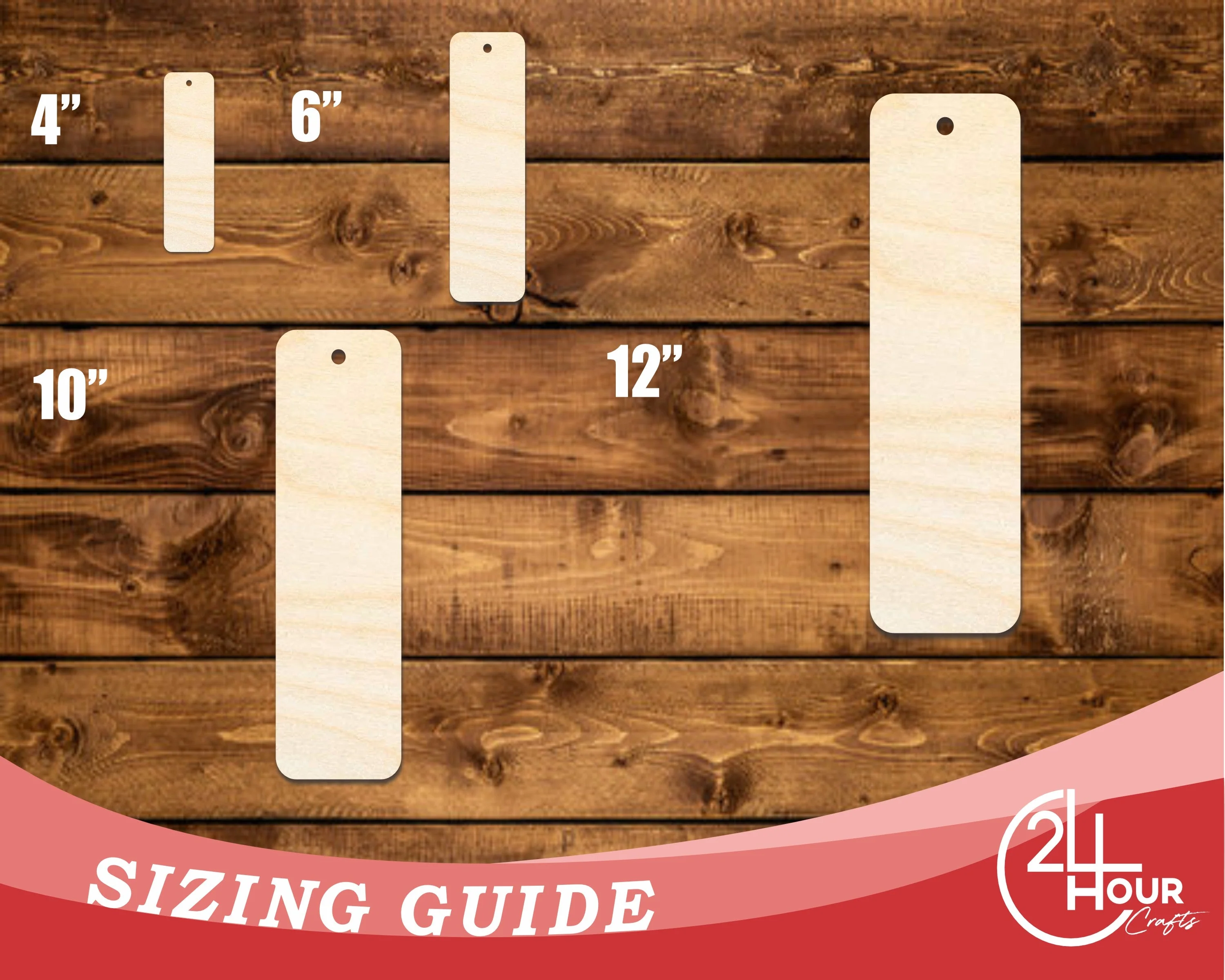 Unfinished Wood Round Edge Bookmark Shape | DIY Craft Cutout | up to 12" DIY - Image 3