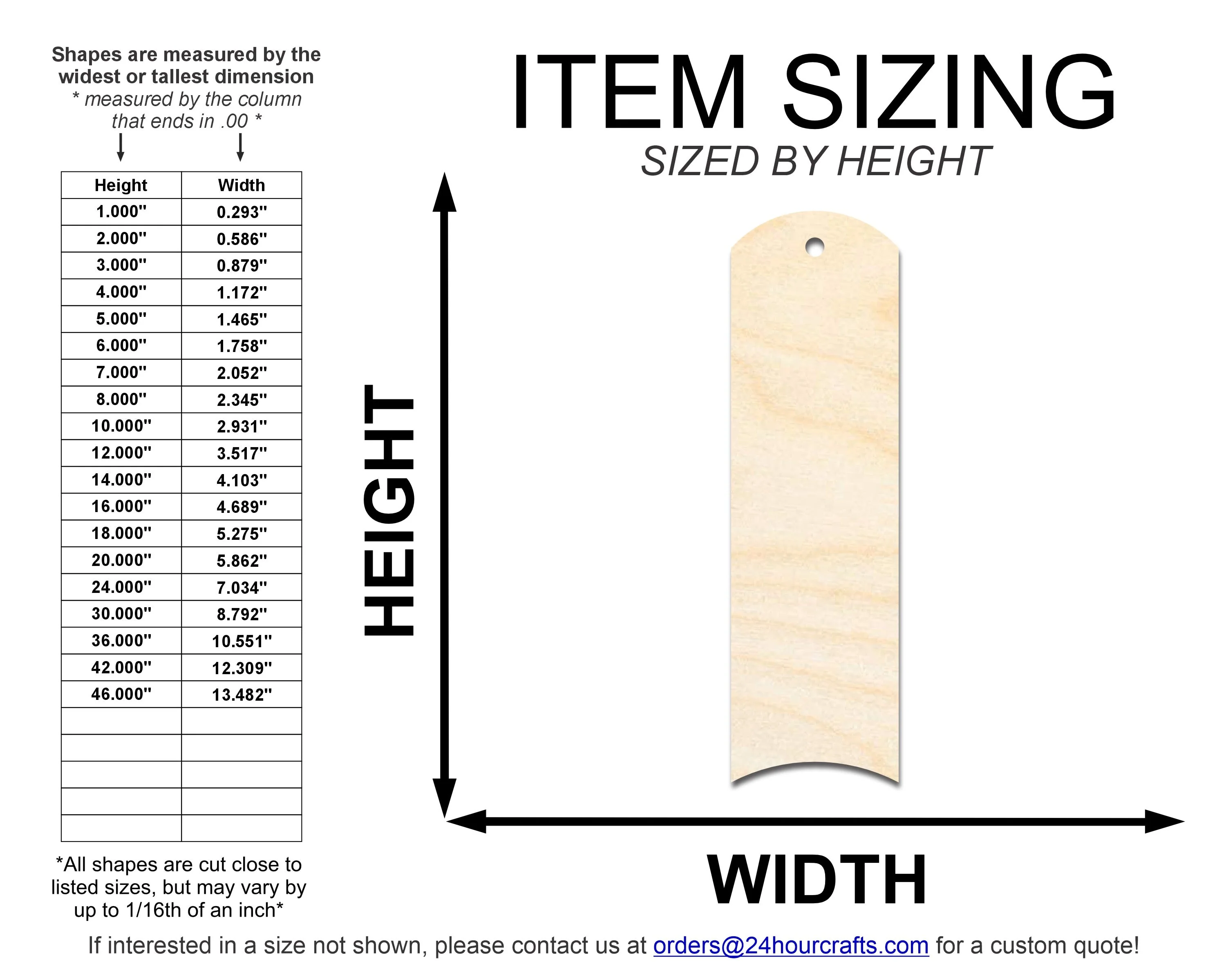 Unfinished Wood Rounded Dome Bookmark Shape | DIY Craft Cutout | up to 12" DIY - Image 2