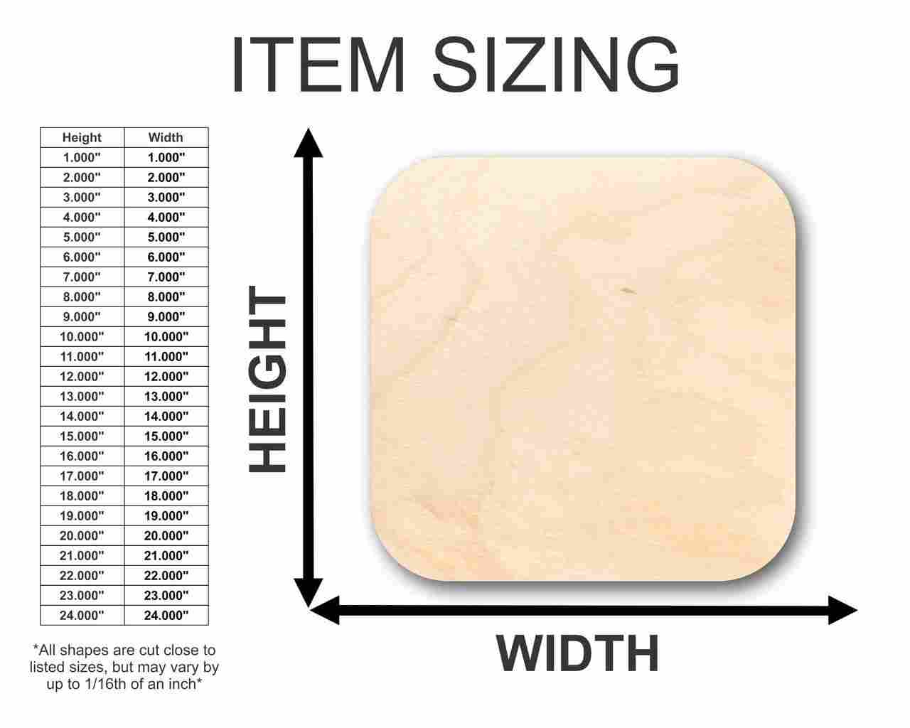 Unfinished Wood Rounded Square Shape - Custom Tags - Craft - up to 46" DIY - Image 2