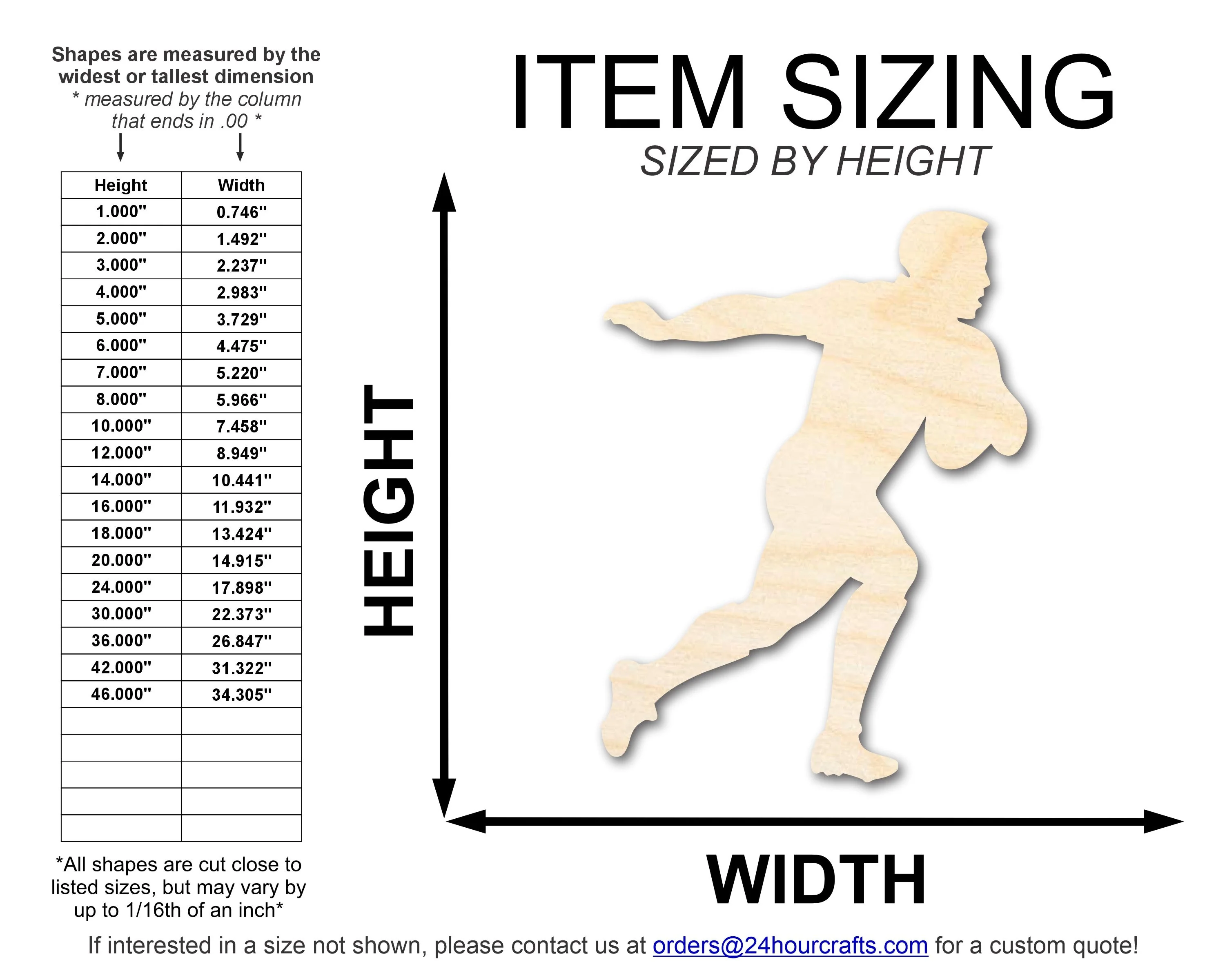 Unfinished Wood Rugby Player Shape | DIY Craft Cutout | up to 46" DIY - Image 2