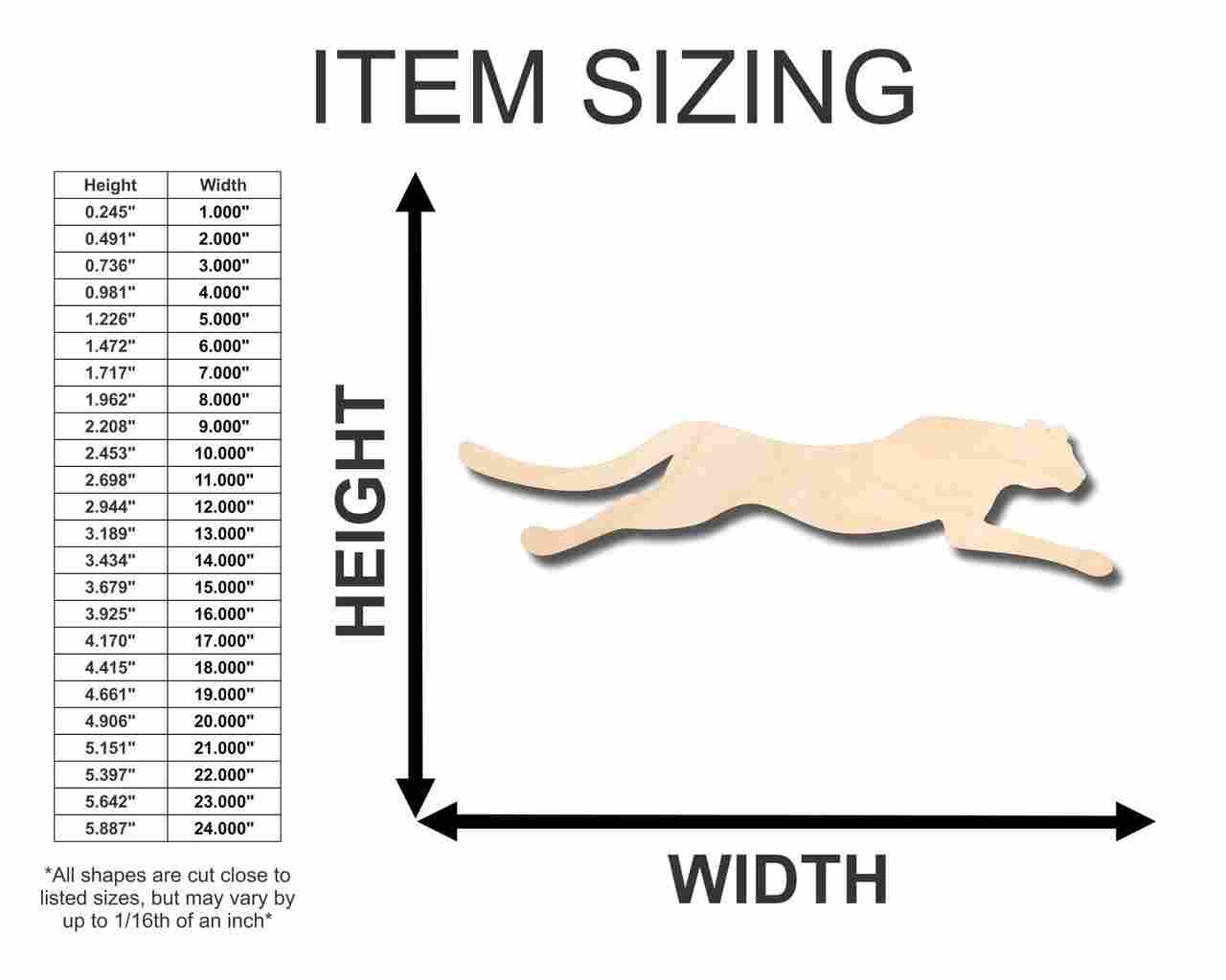 Unfinished Wood Running Cheetah Shape - Animal - Wildlife - Craft - up to 46" DIY - Image 2