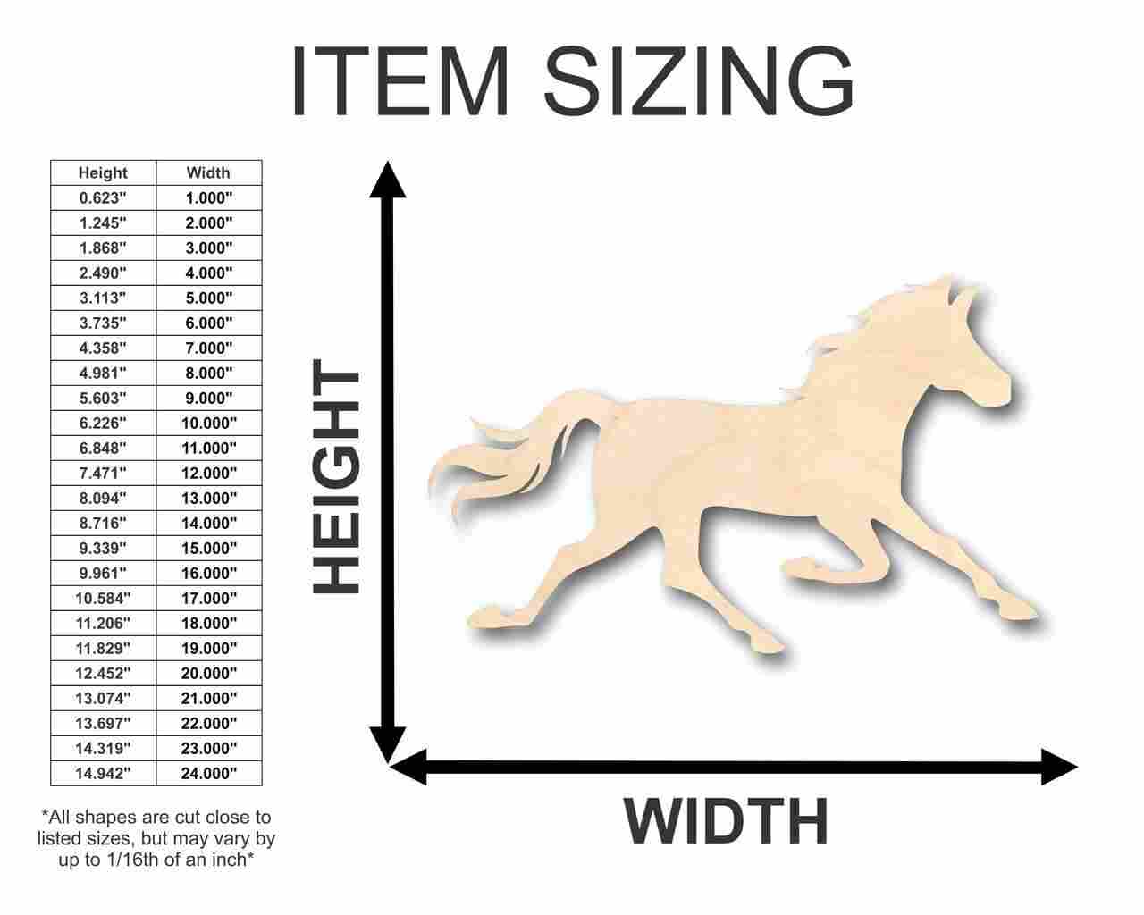 Unfinished Wood Running Wild Horse Shape - Sport - Farm Animal - Craft - up to 46" DIY - Image 2