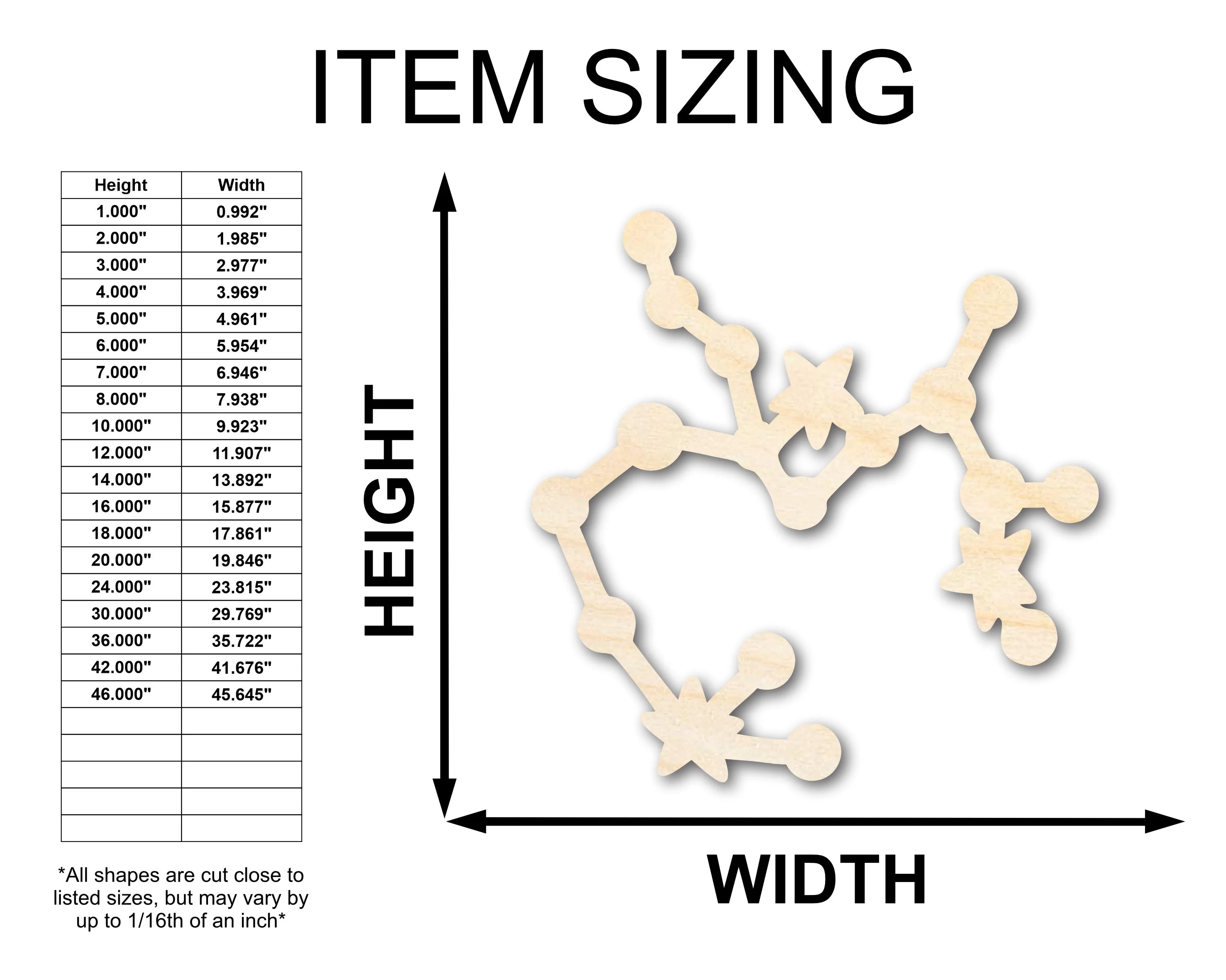 Unfinished Wood Sagittarius Constellation Shape - Zodiac Craft - up to 46" - Image 2