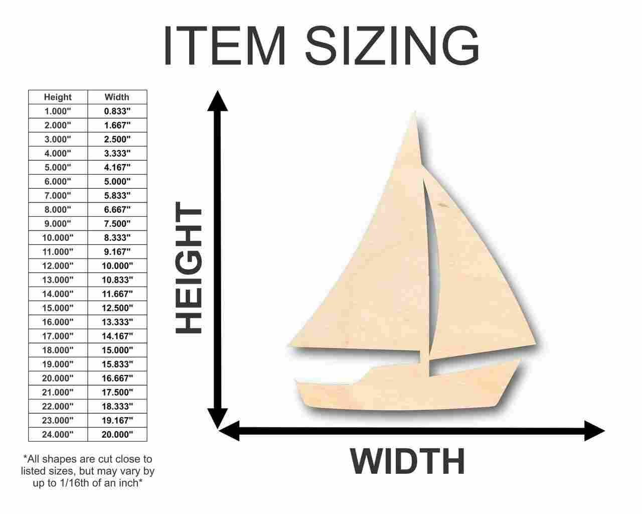 Unfinished Wood Sailboat Shape - Fishing - Ocean - Craft - up to 46" DIY - Image 2