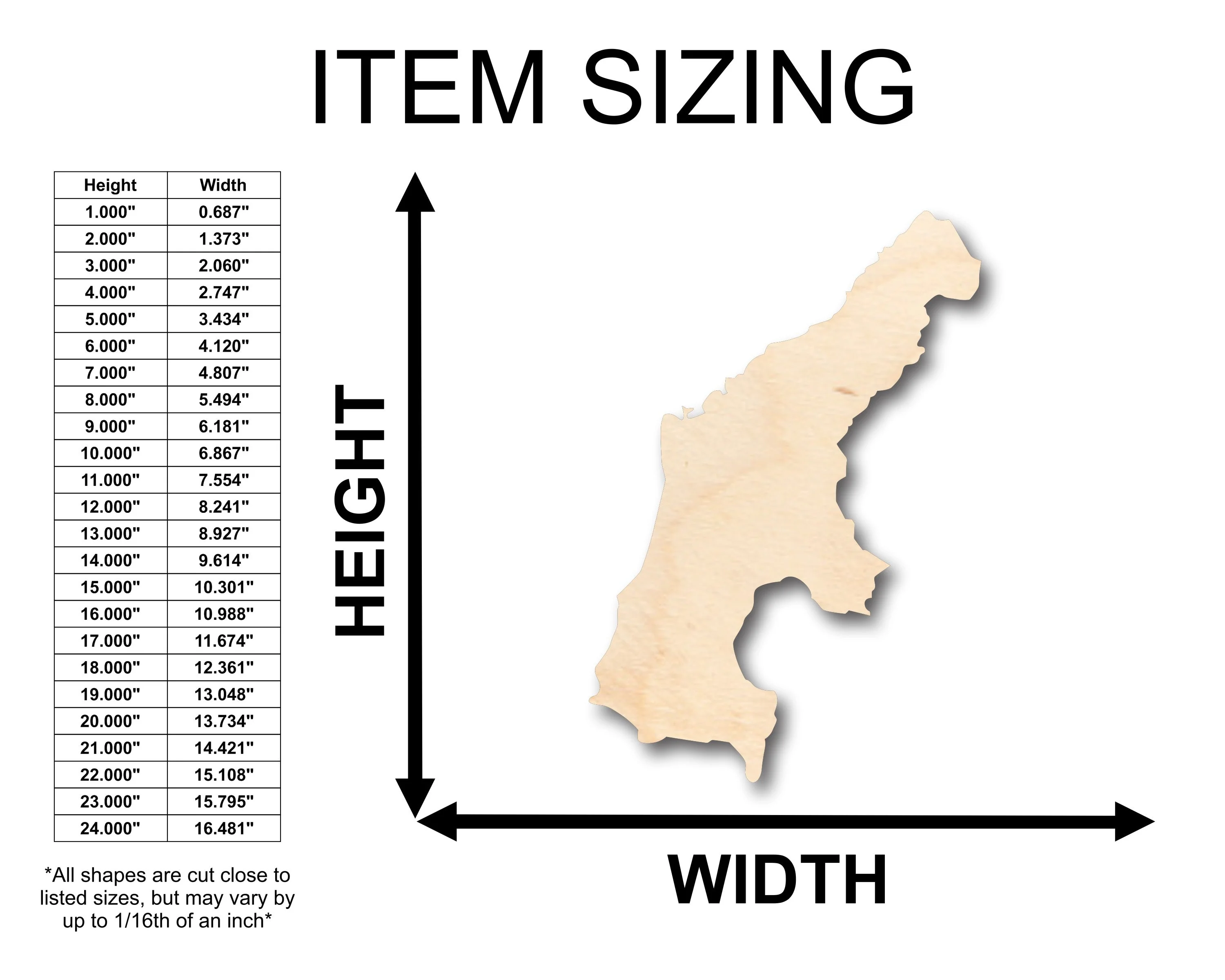 Unfinished Wood Saipan Shape - Craft - up to 46" DIY - Image 2