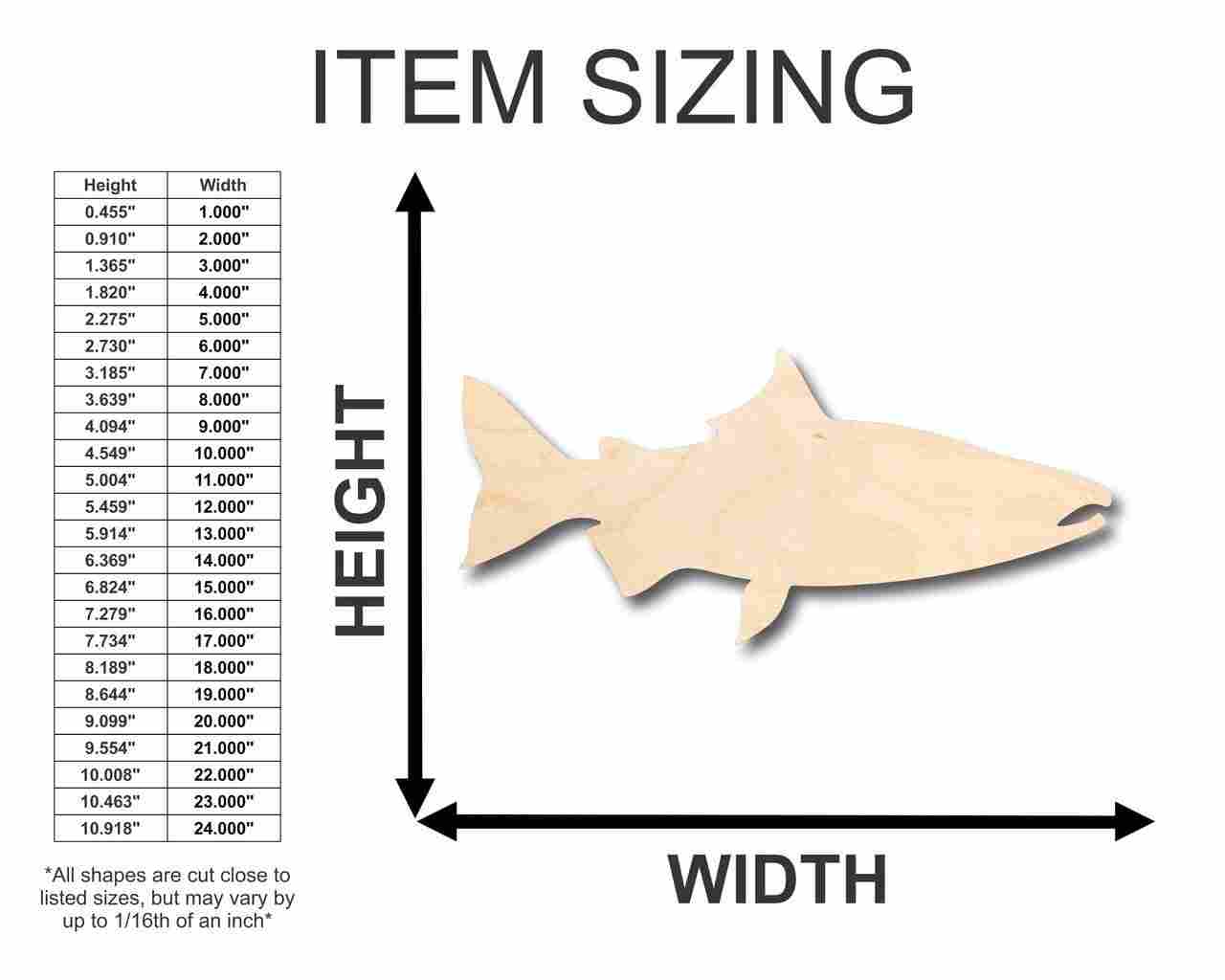 Unfinished Wood Salmon Fish Shape - Ocean - Rivers - Alaska - Craft - up to 46" DIY - Image 2