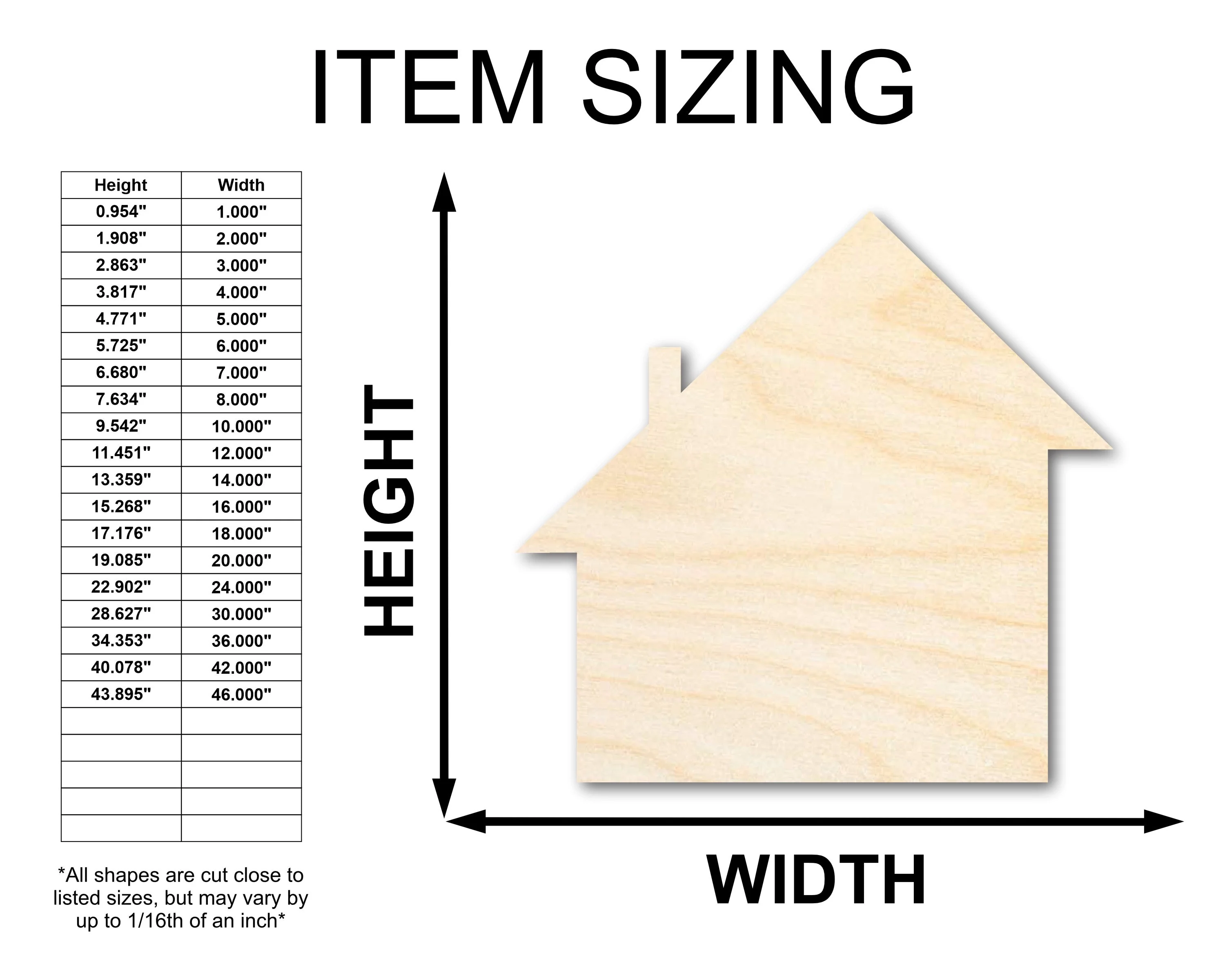 Unfinished Wood Salt Box House Shape - Rustic Country Craft - up to 46" DIY - Image 2